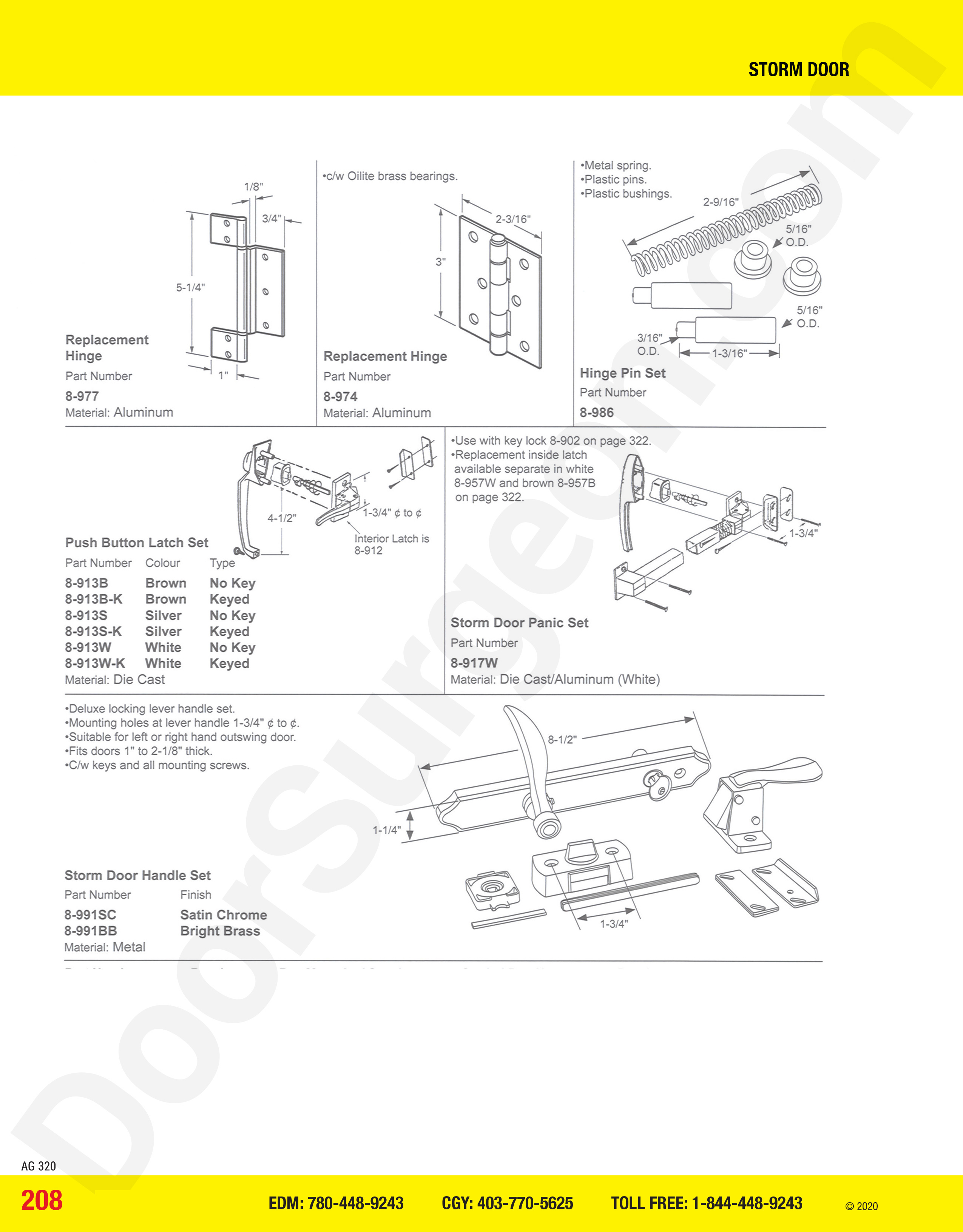 Storm Door part sets