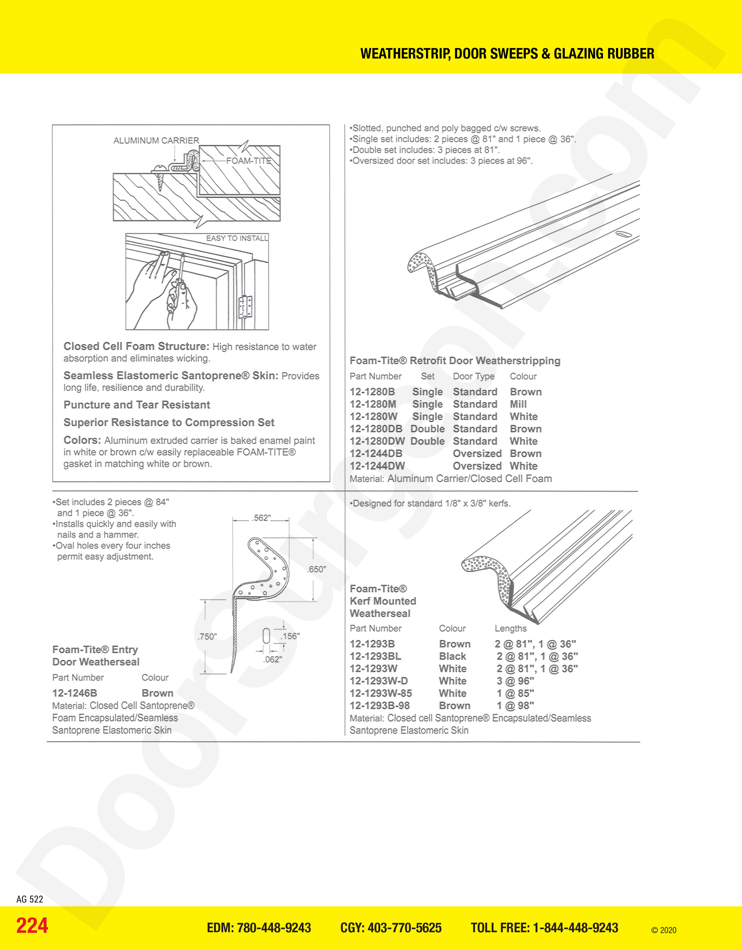 Acheson door seals weatherstrip and foam-tile.