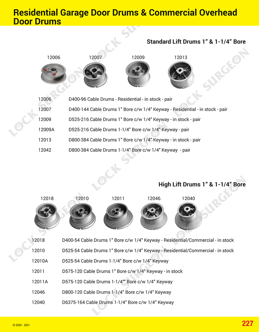 Acheson residential garage door drums and commercial overhead door drums.