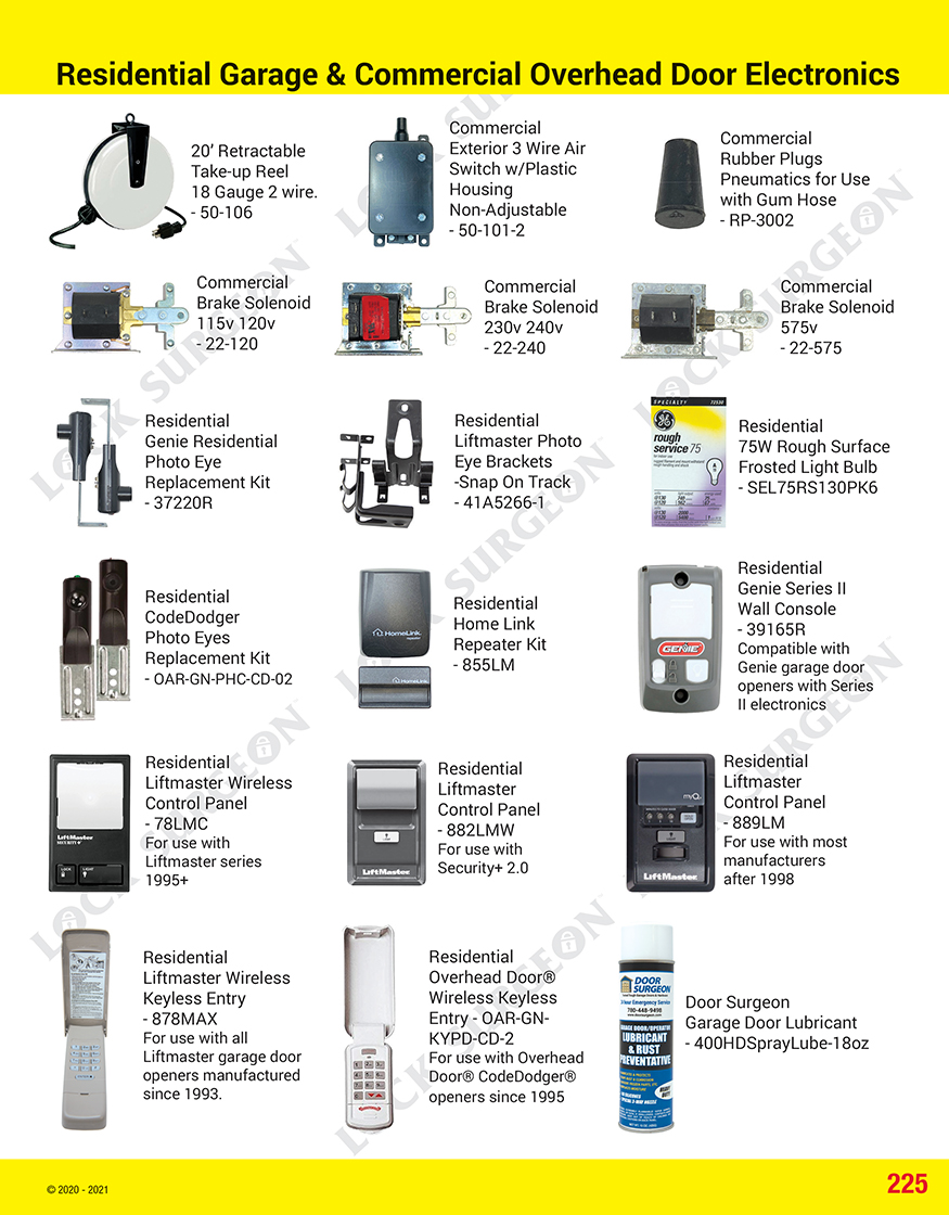 Acheson residential garage door and commercial overhead door opener parts.