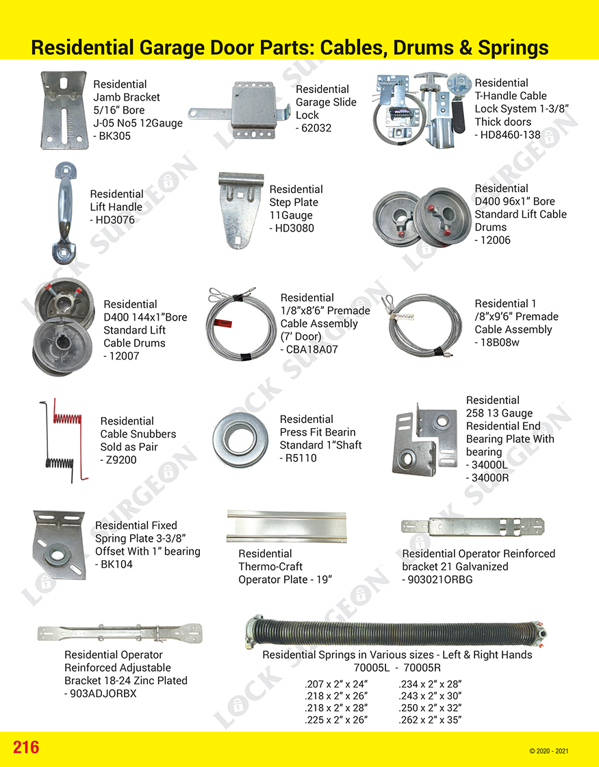 Residential garage door parts cables, drums and springs Acheson.