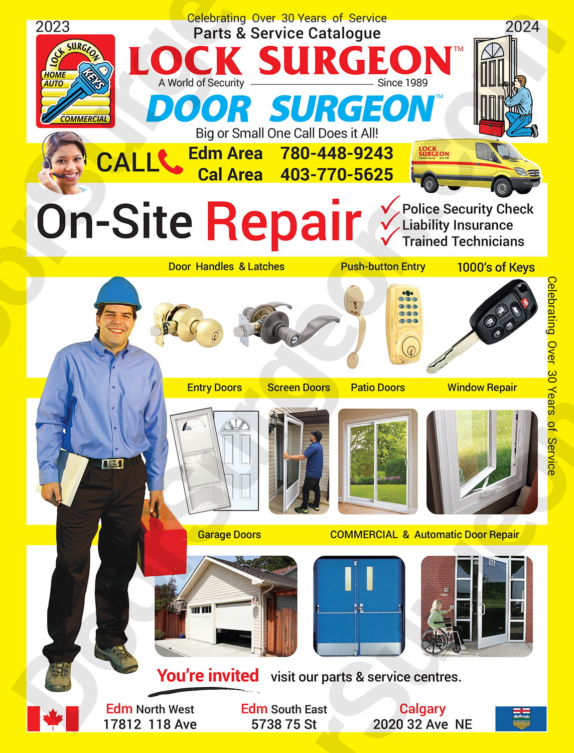 Door Surgeon commercial on-site door repair, entry doors, screen doors, patio doors & window repair.