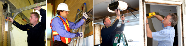 Door Surgeon technicians repairing various garage and overhead doors.