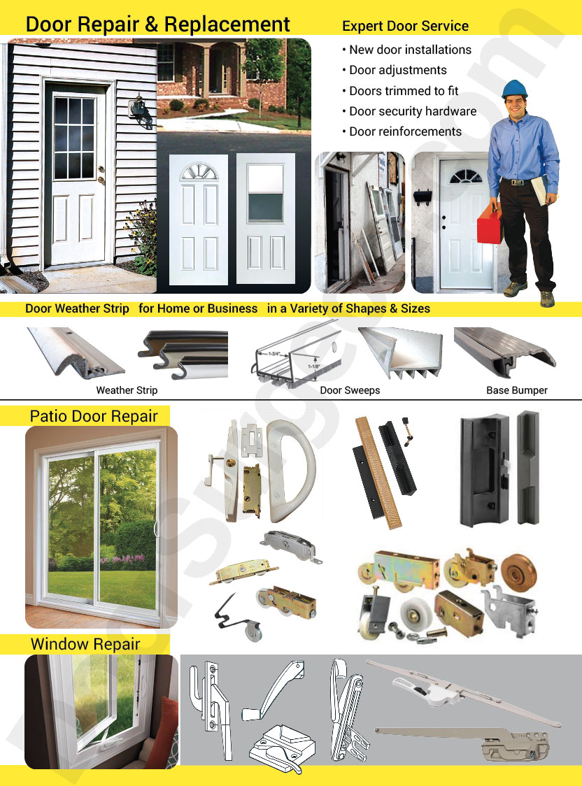 Door Surgeon locksmith shop for door replacement and repair needs. Door reinforcements, adjustments.