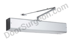 door surgeon automatic door opener closer in silver.