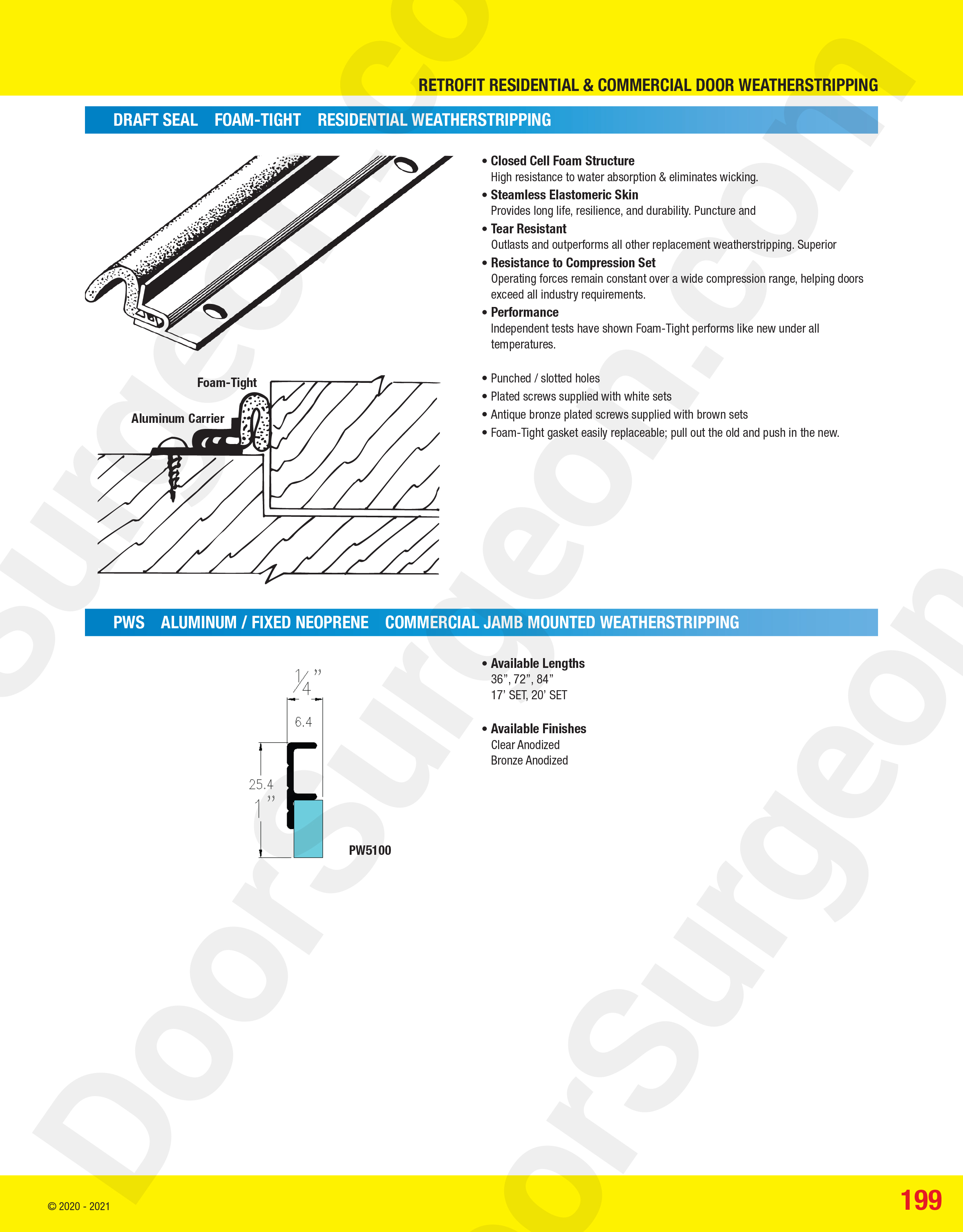 Replacement residential and commercial weatherstripping