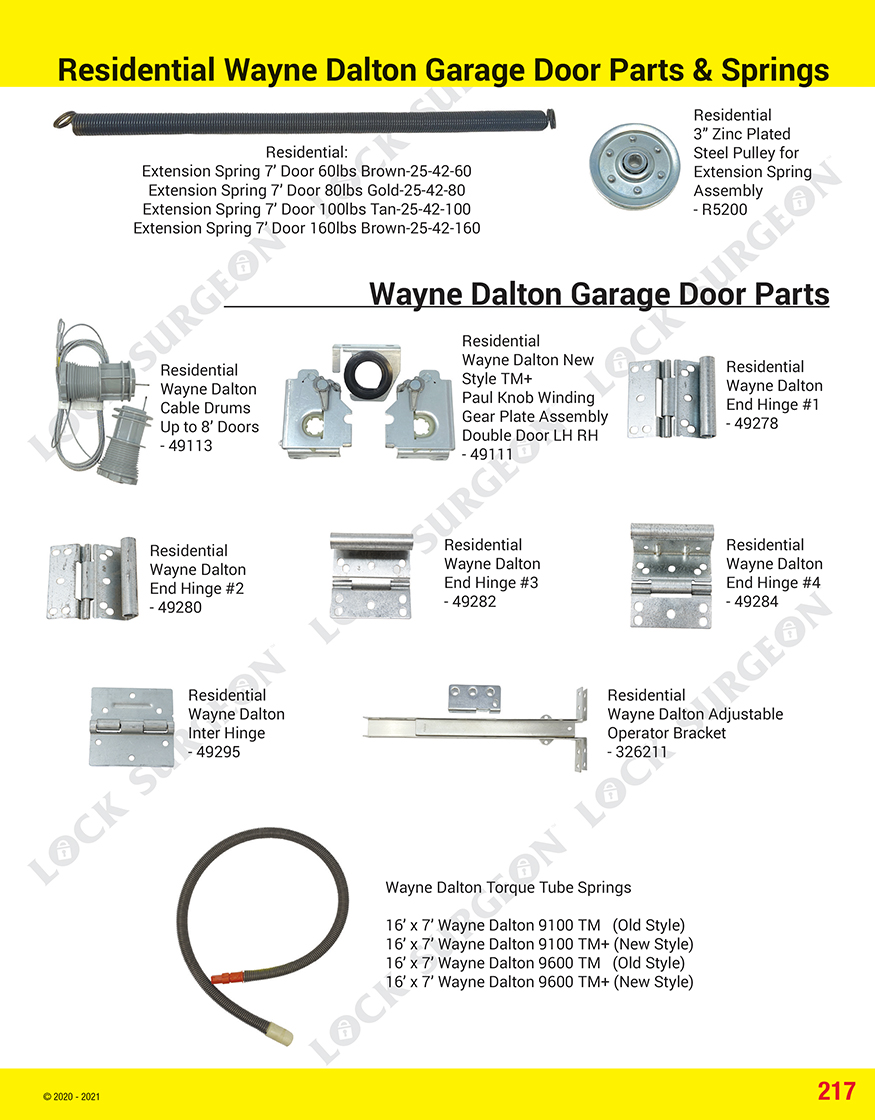 Residential wayne dalton garage door parts and springs Airdrie.