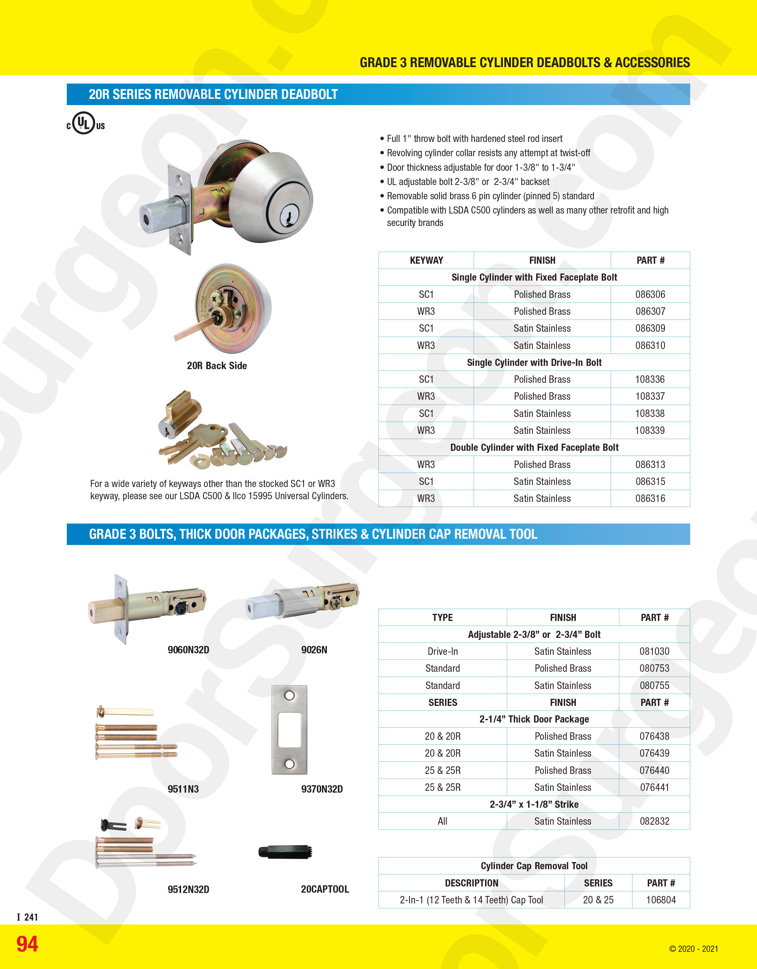 quality deadbolt and superior locking one inch throw bolt hardware kit will fit 2-1/4 door package