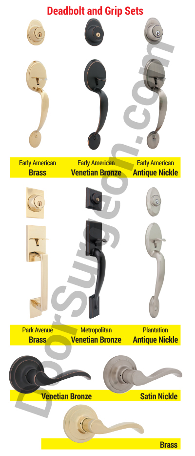 thumbpress and pull handle gripsets and deadbolts for residential doors.
