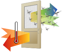 storm door illustration showing keeps heat in and bugs out Airdrie.