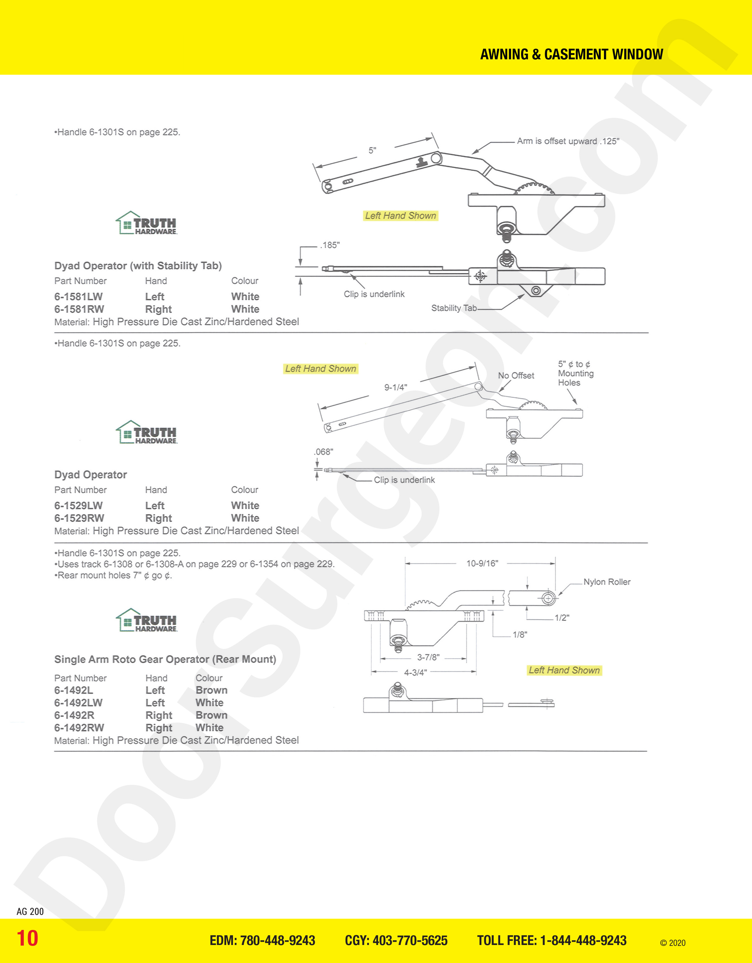 awning and casement window parts for operators