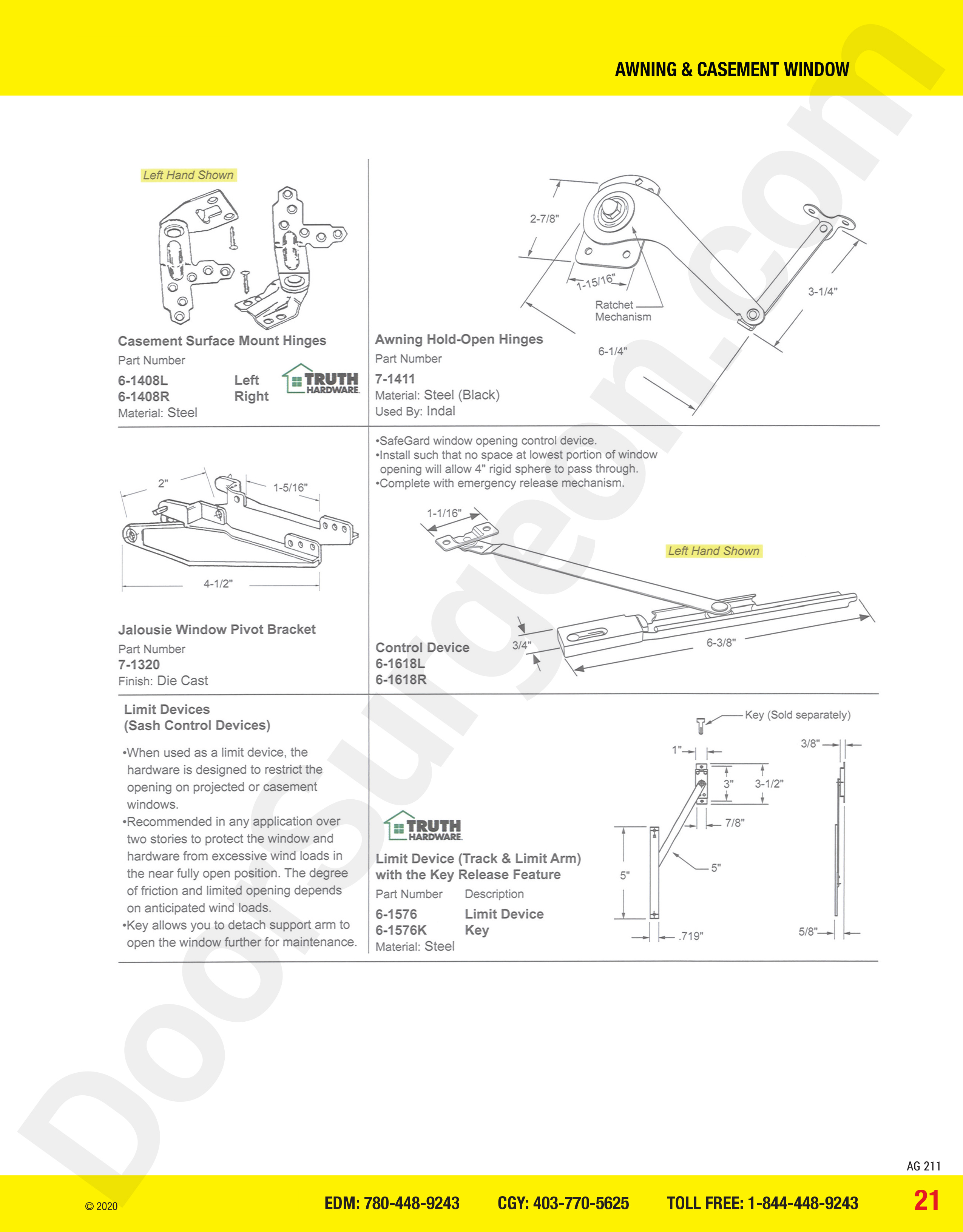 awning and casement window parts for Jalousie hinges Calgary