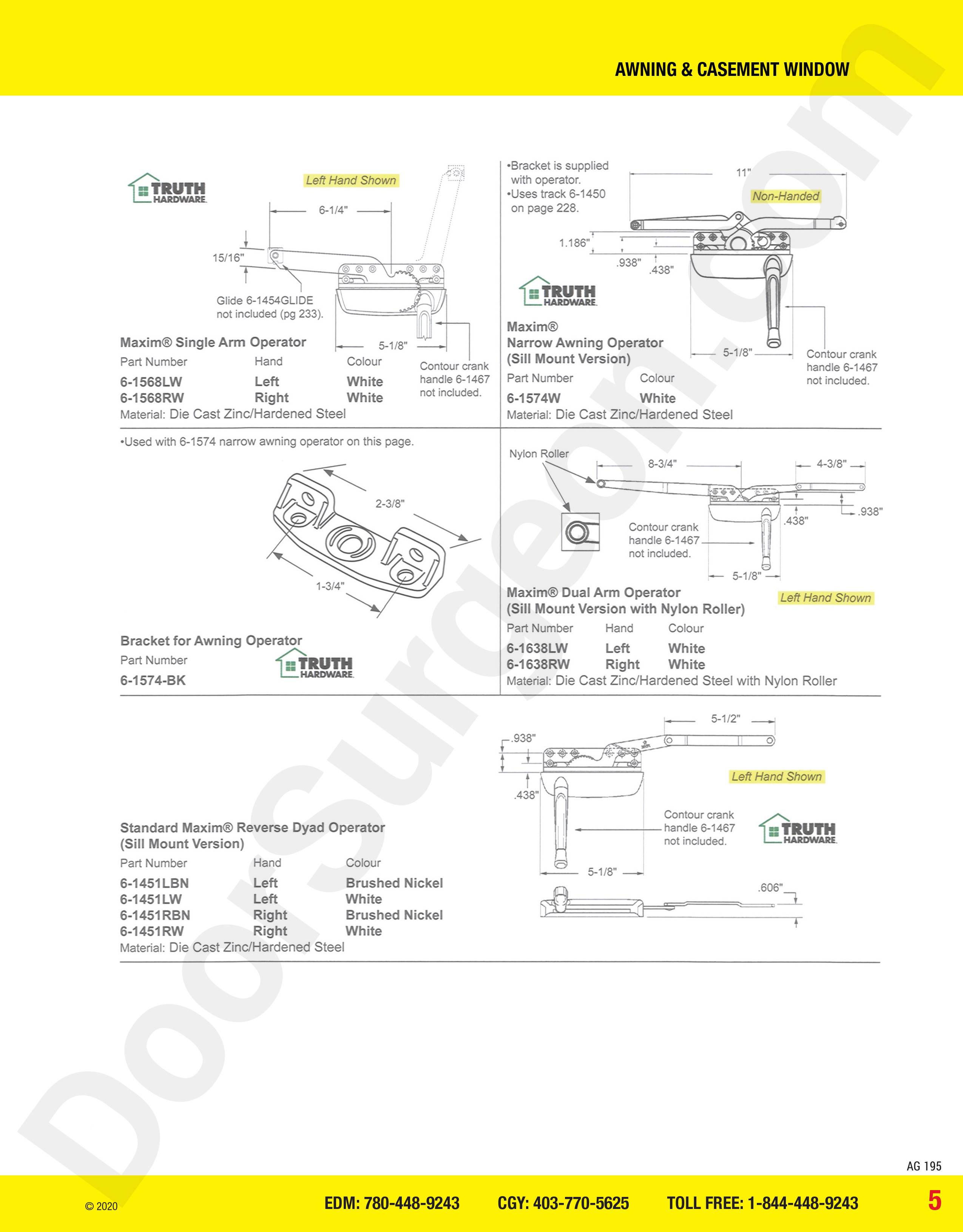 awning and casement window parts for maxim operators Calgary