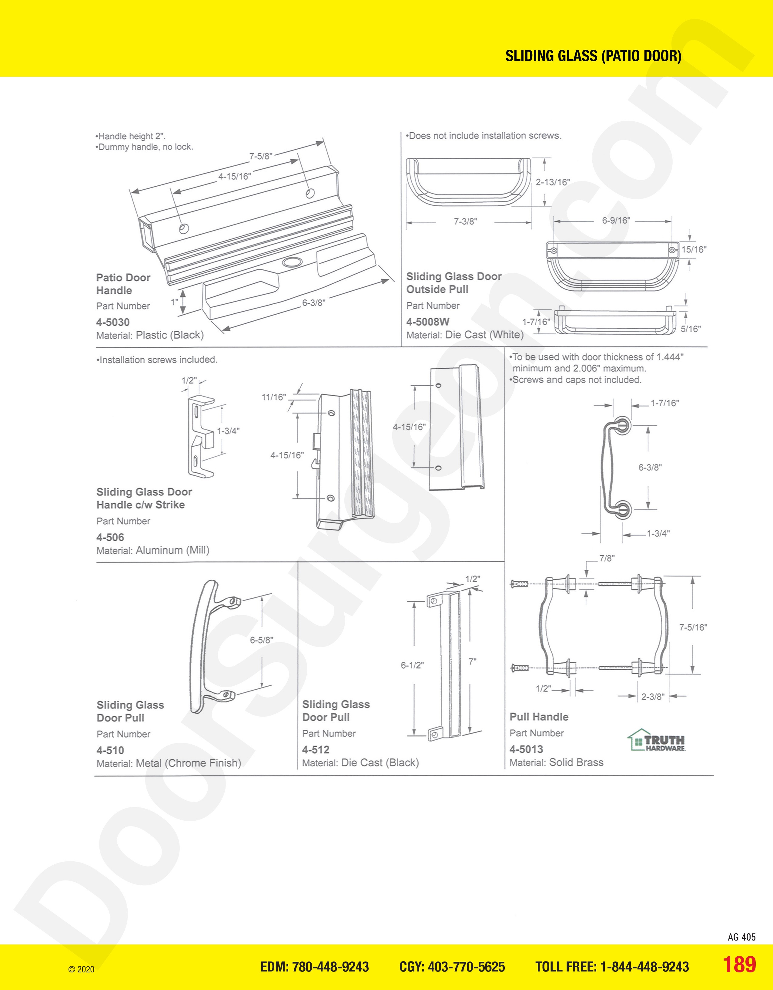 Sliding Glass and Patio Door pulls Calgary