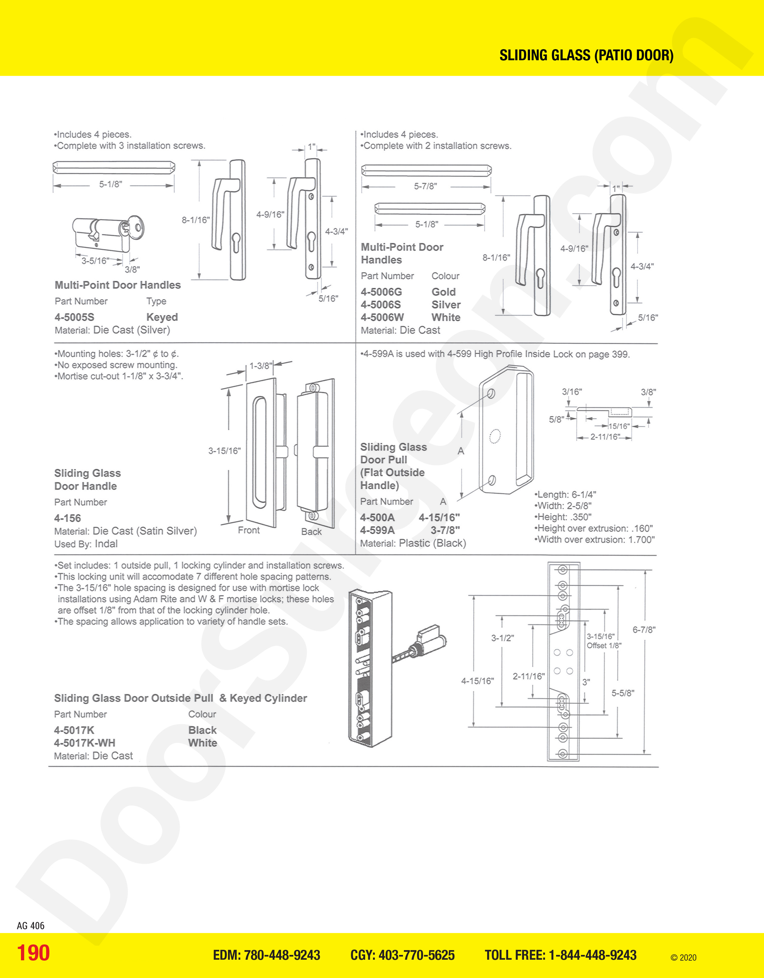 Sliding Glass and Patio Door multi-point door handles Calgary
