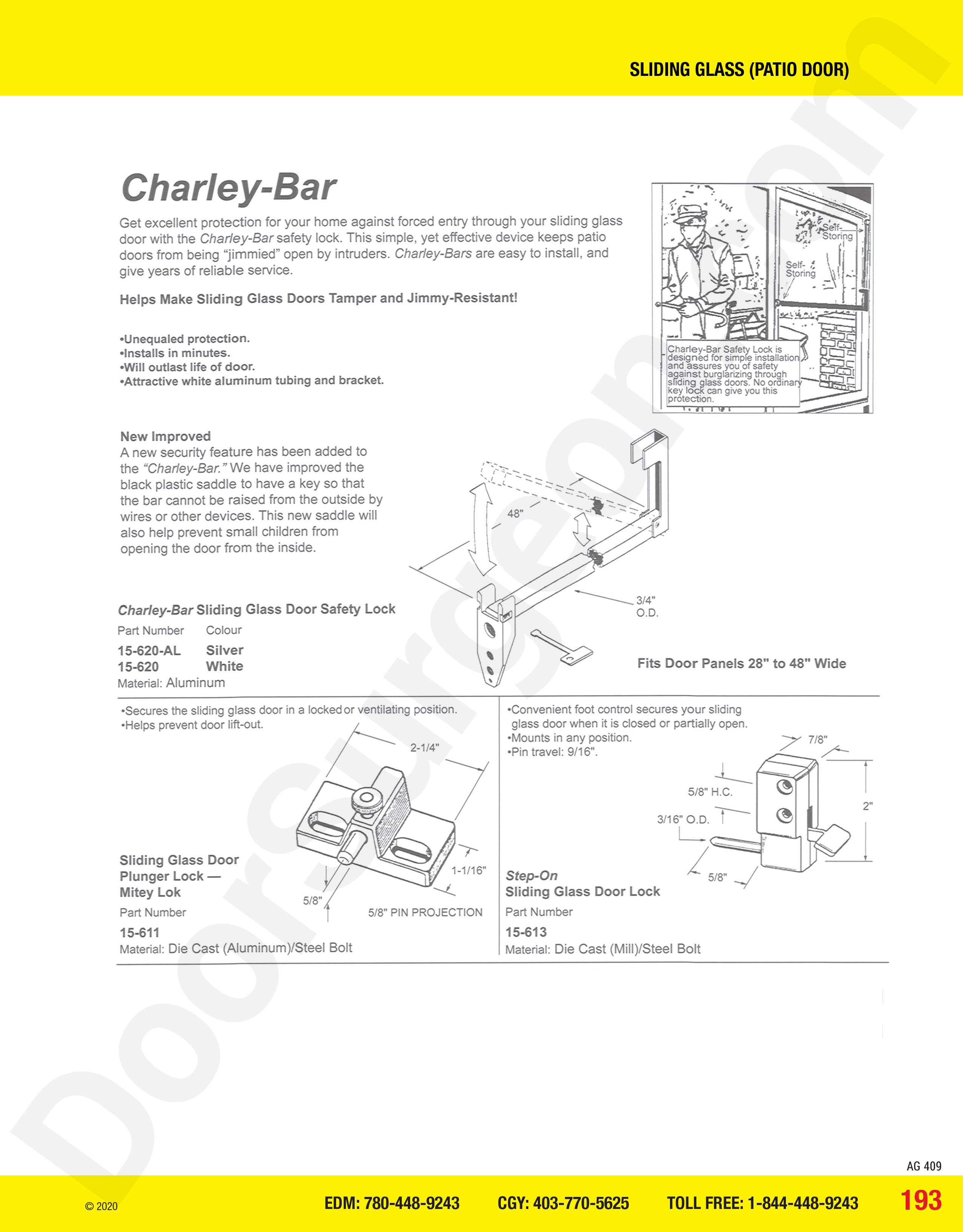 Sliding Glass and Patio Door charley-bar Calgary
