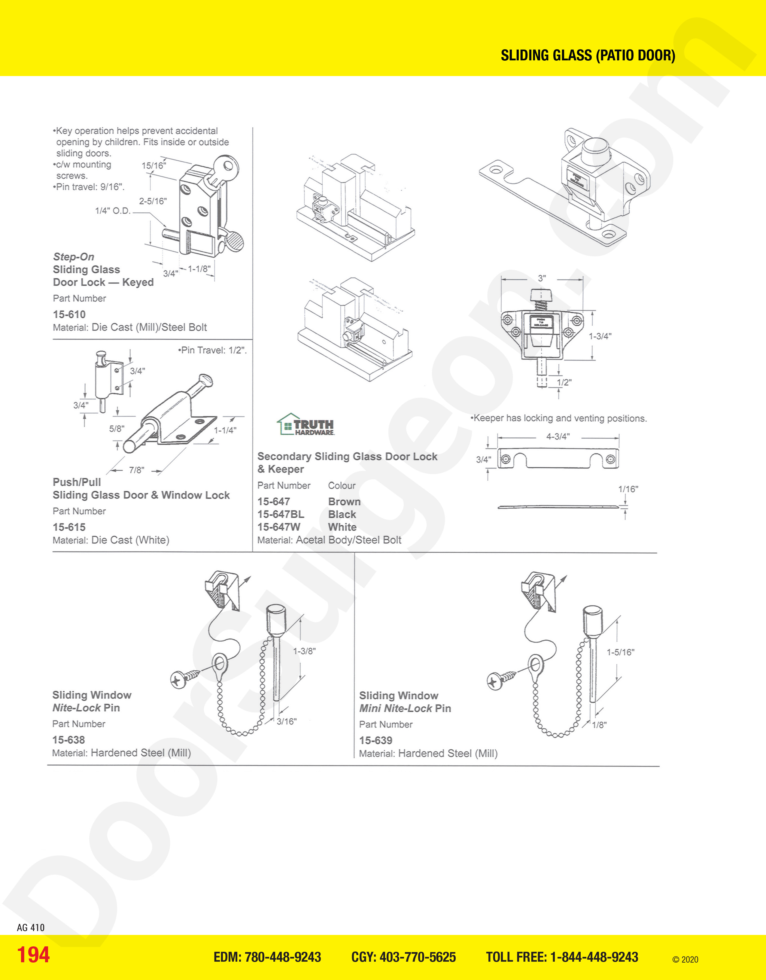 Sliding Glass and Patio Door locks