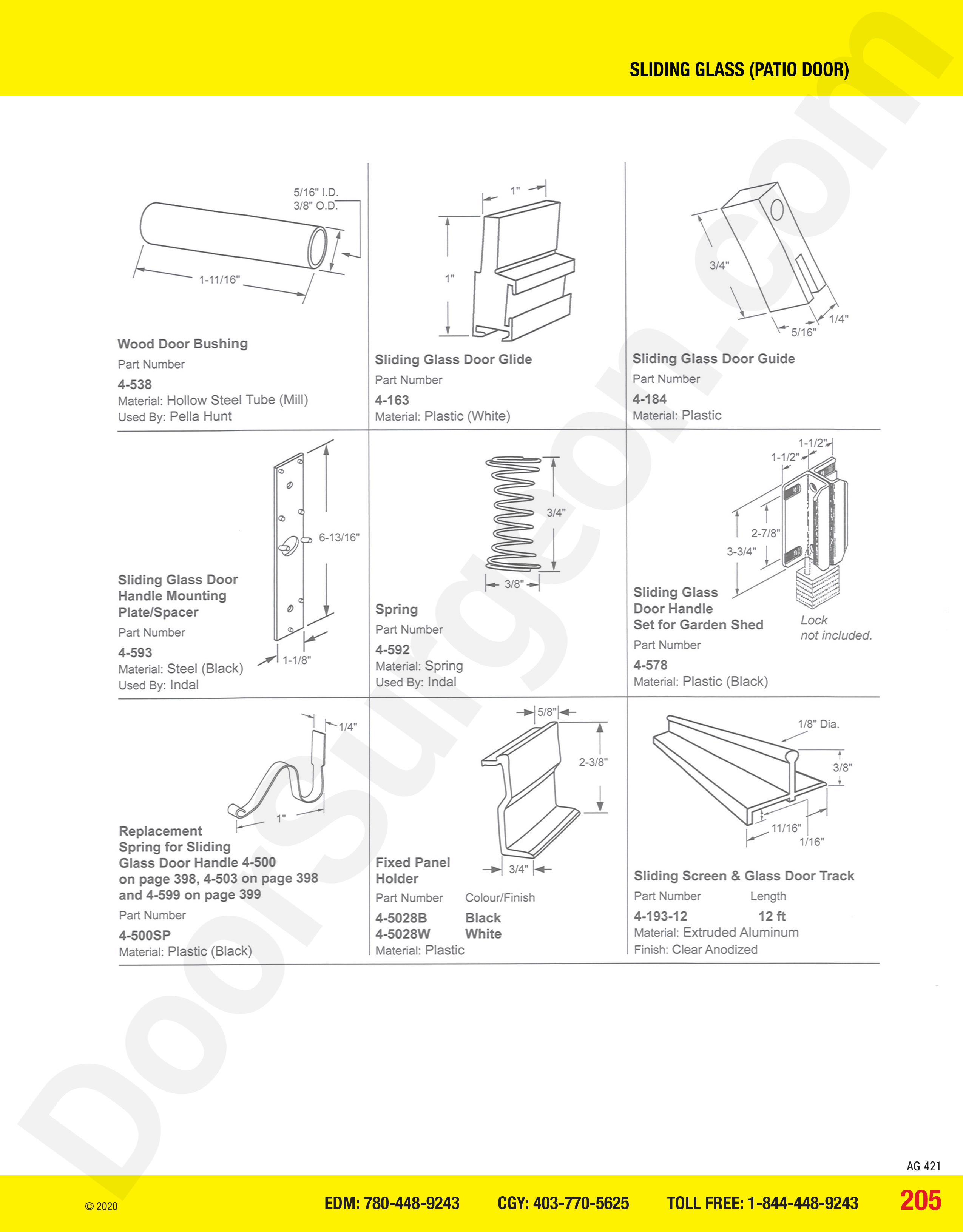 Sliding Glass and Patio Door miscellaneous parts Calgary