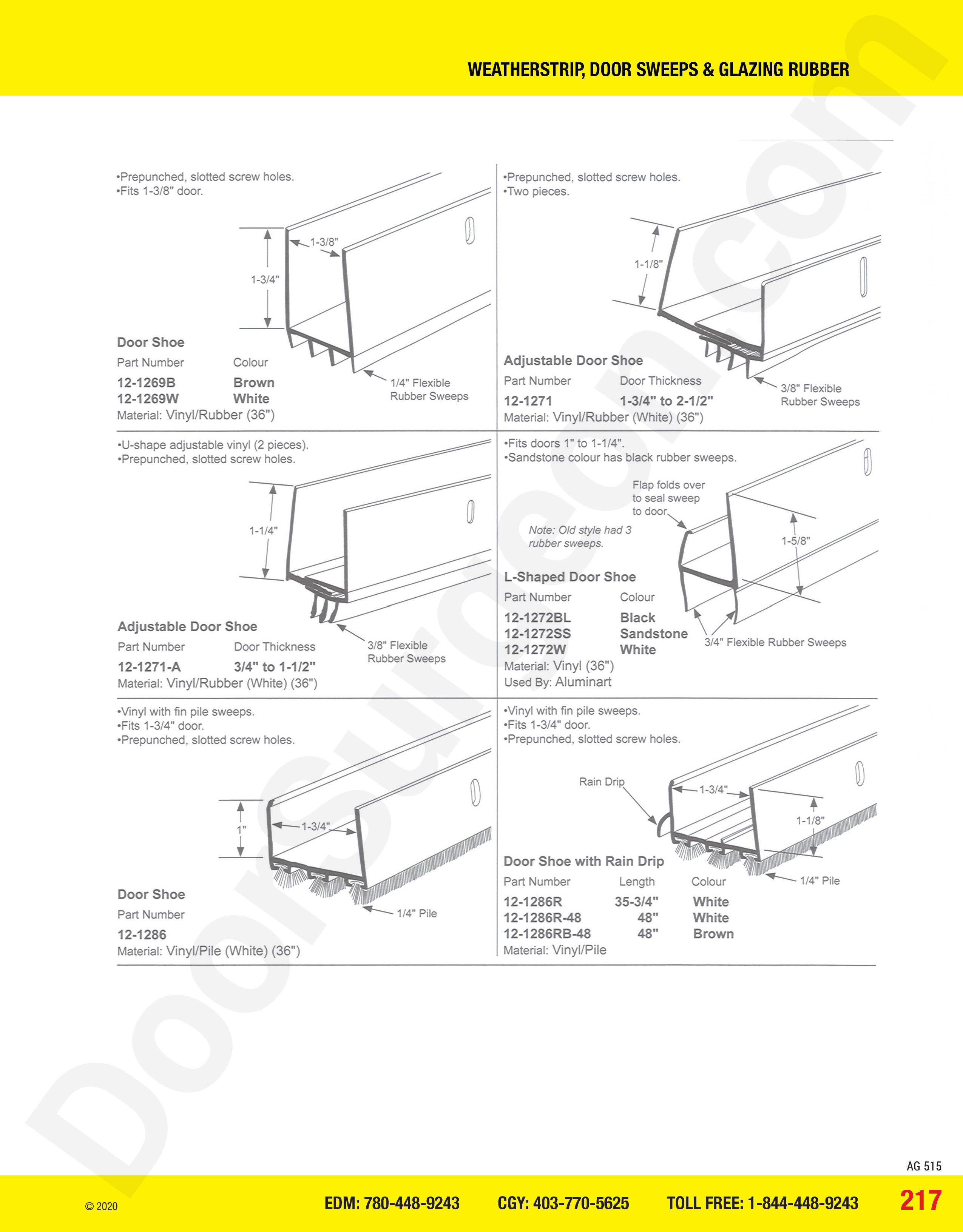 weathersrip door sweeps and glazing rubber door shoe parts Calgary