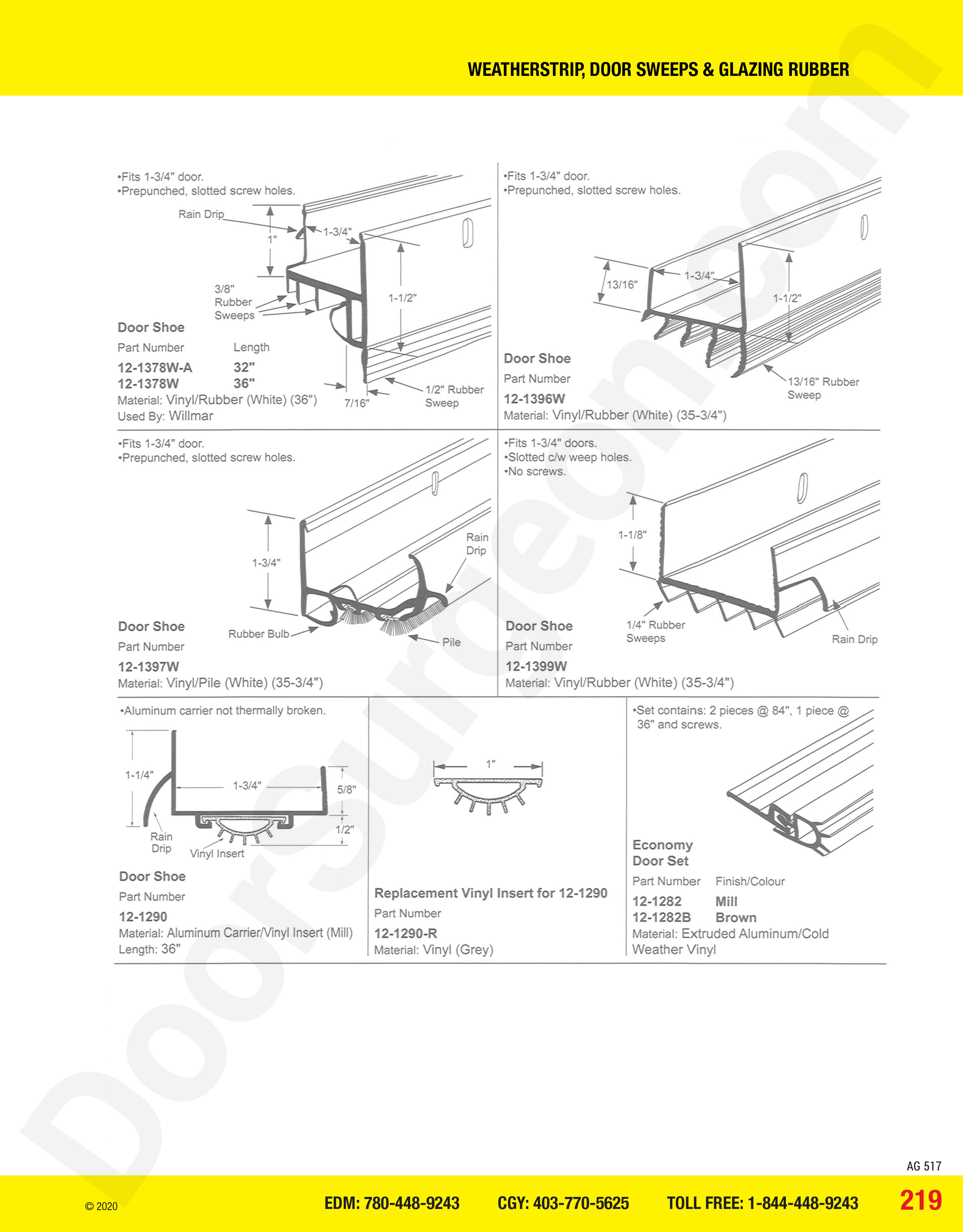 weathersrip door sweeps and glazing rubber shoe parts Calgary