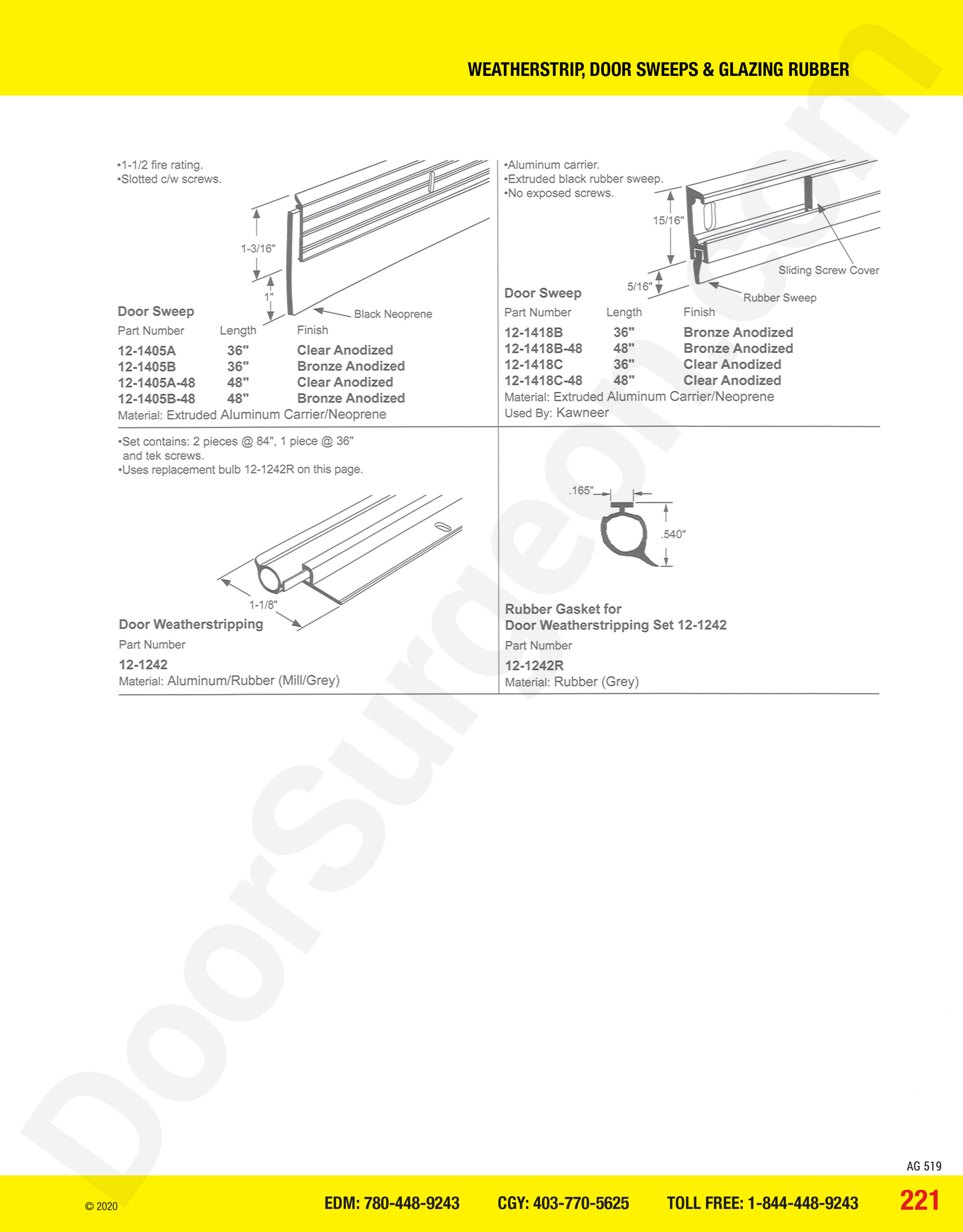 weathersrip door sweeps and glazing rubber parts Calgary