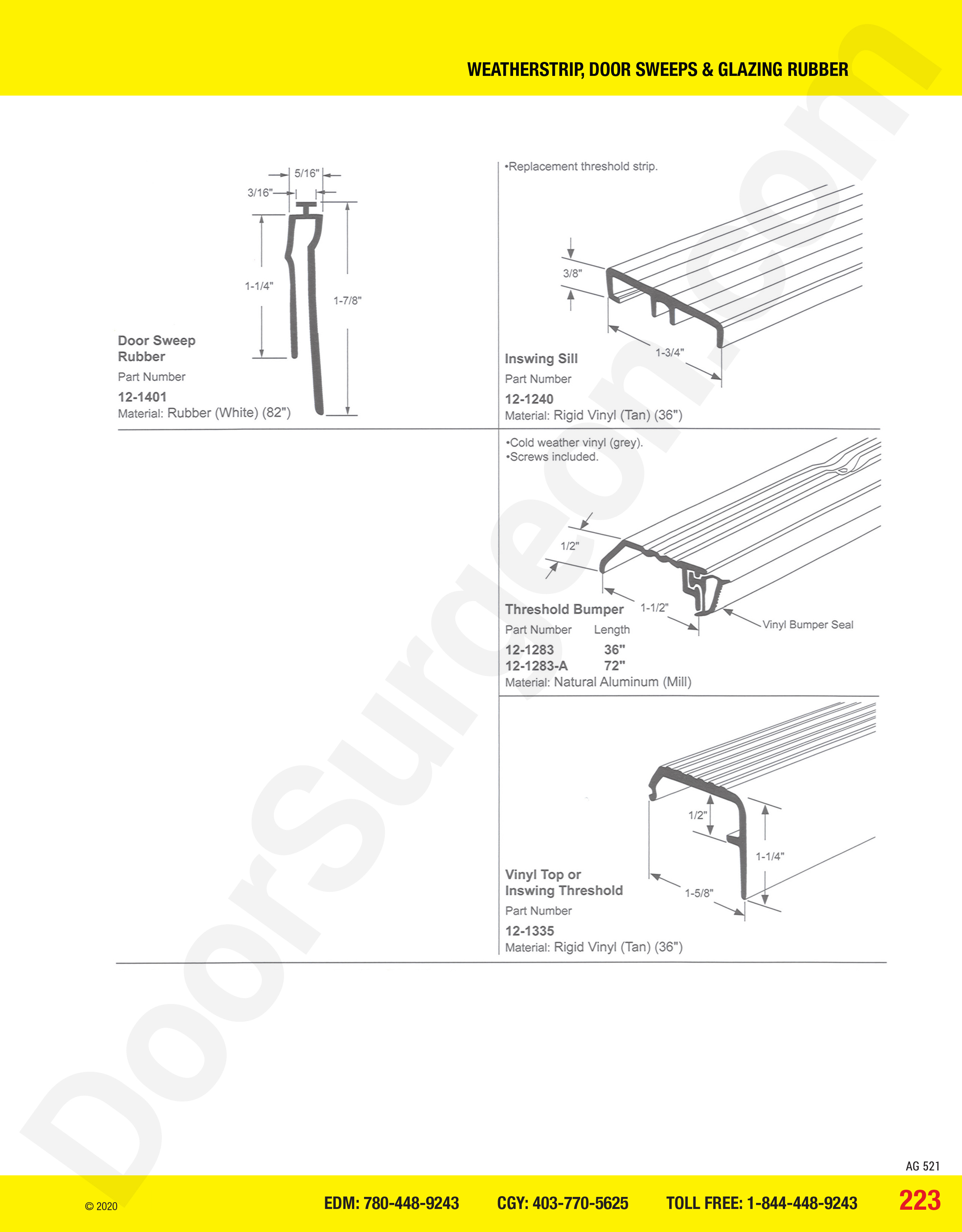 weathersrip door sweeps and glazing rubber sill, bumper, threshold parts Calgary