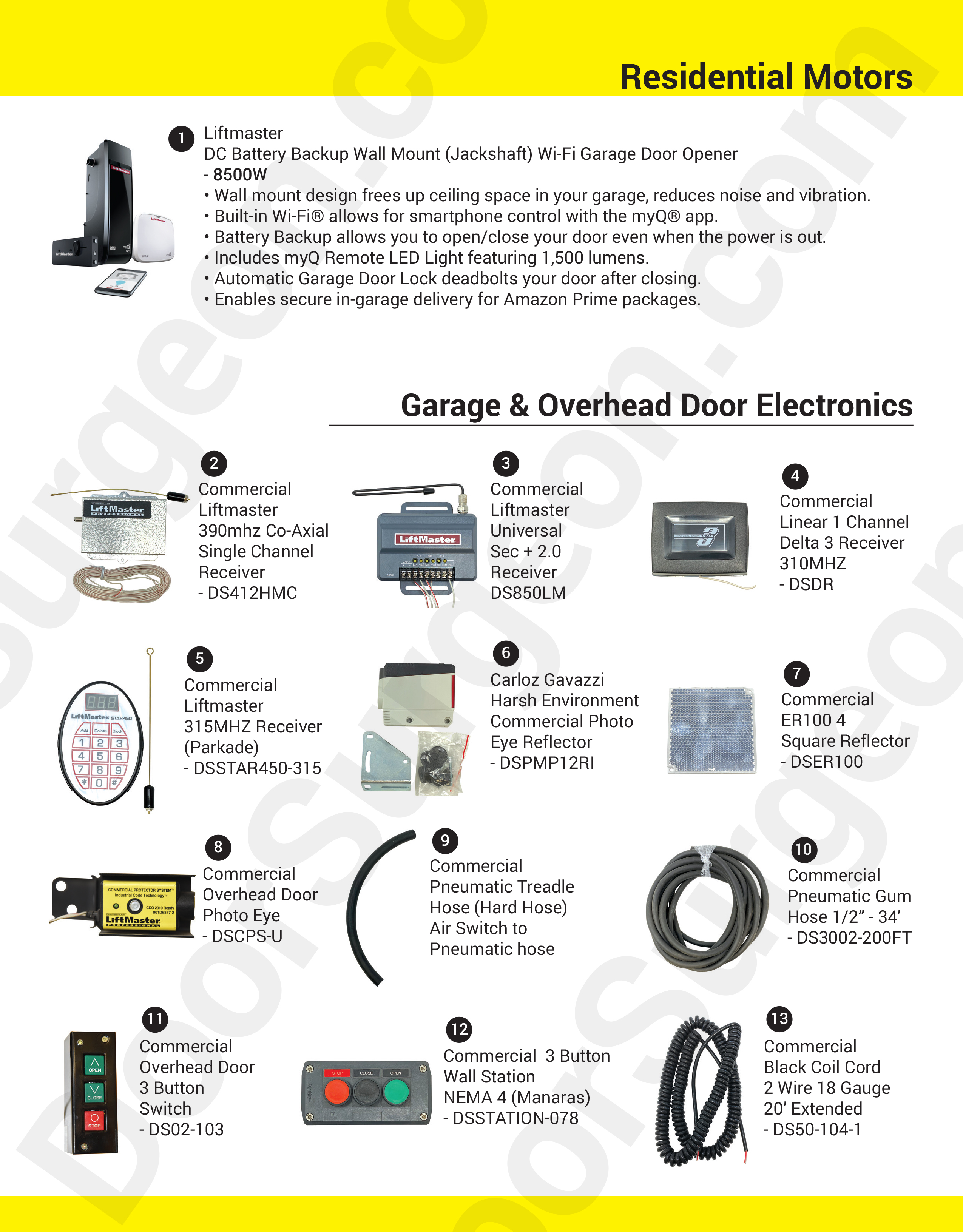 Door Surgeon replacement residential garage and overhead door electronic parts.