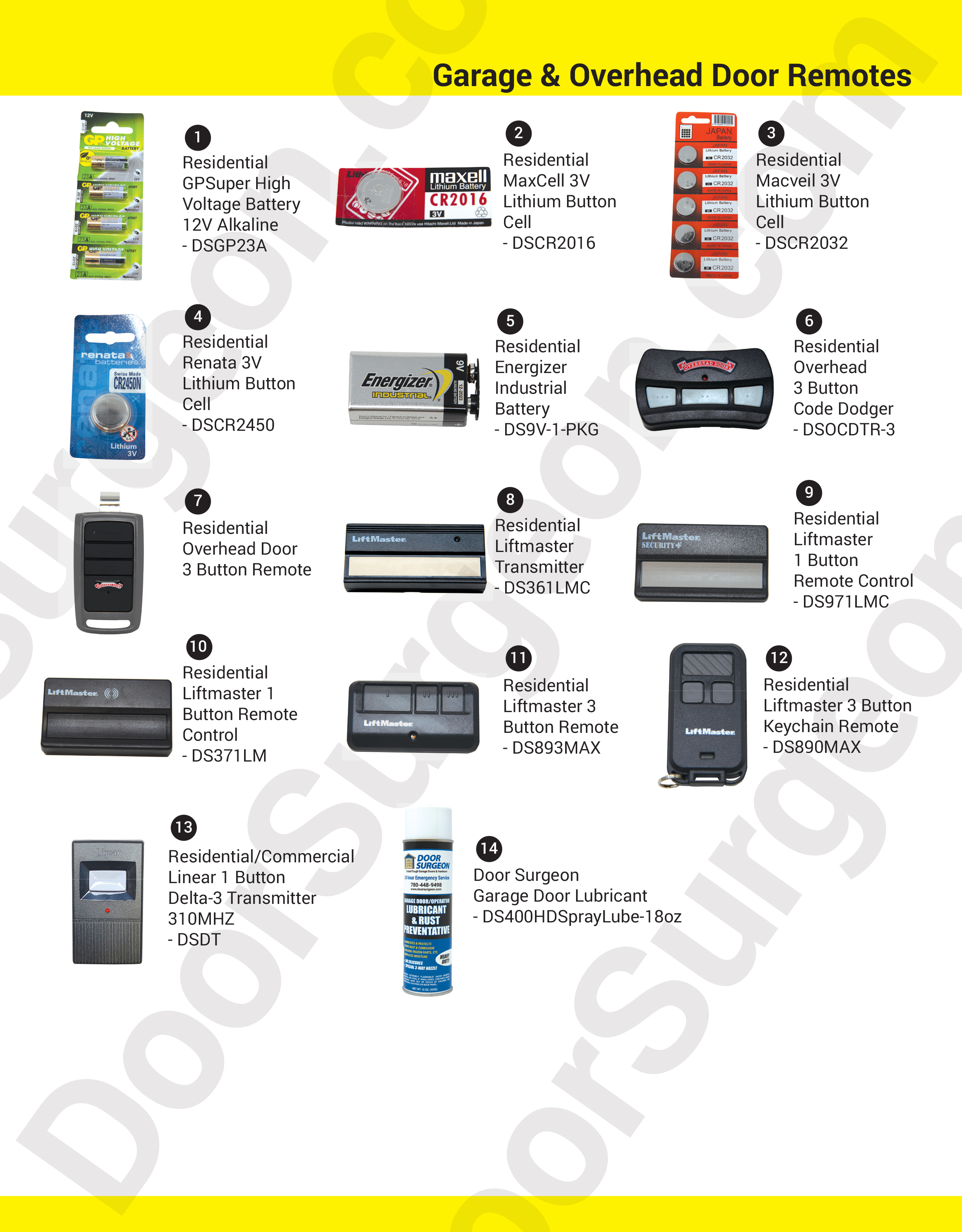 Door Surgeon replacement remotes for residential and commercial openers.