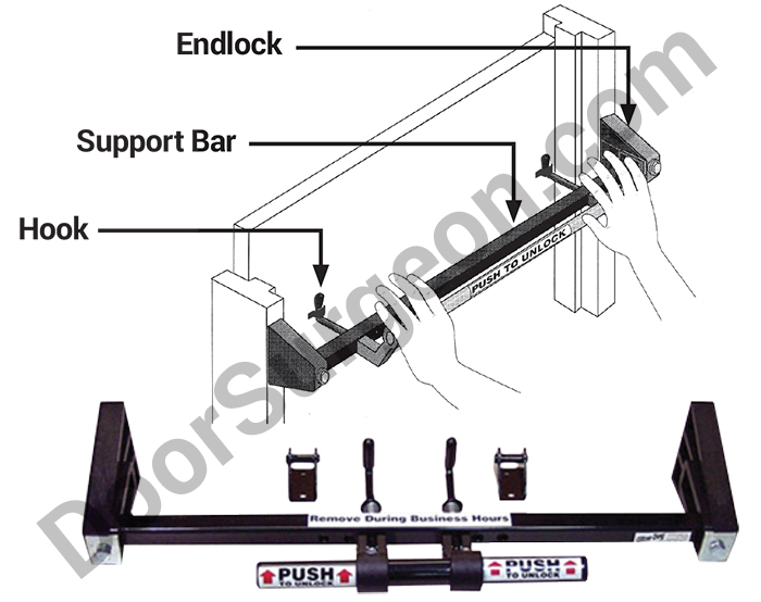 barrier bar provides security for warehouse doors