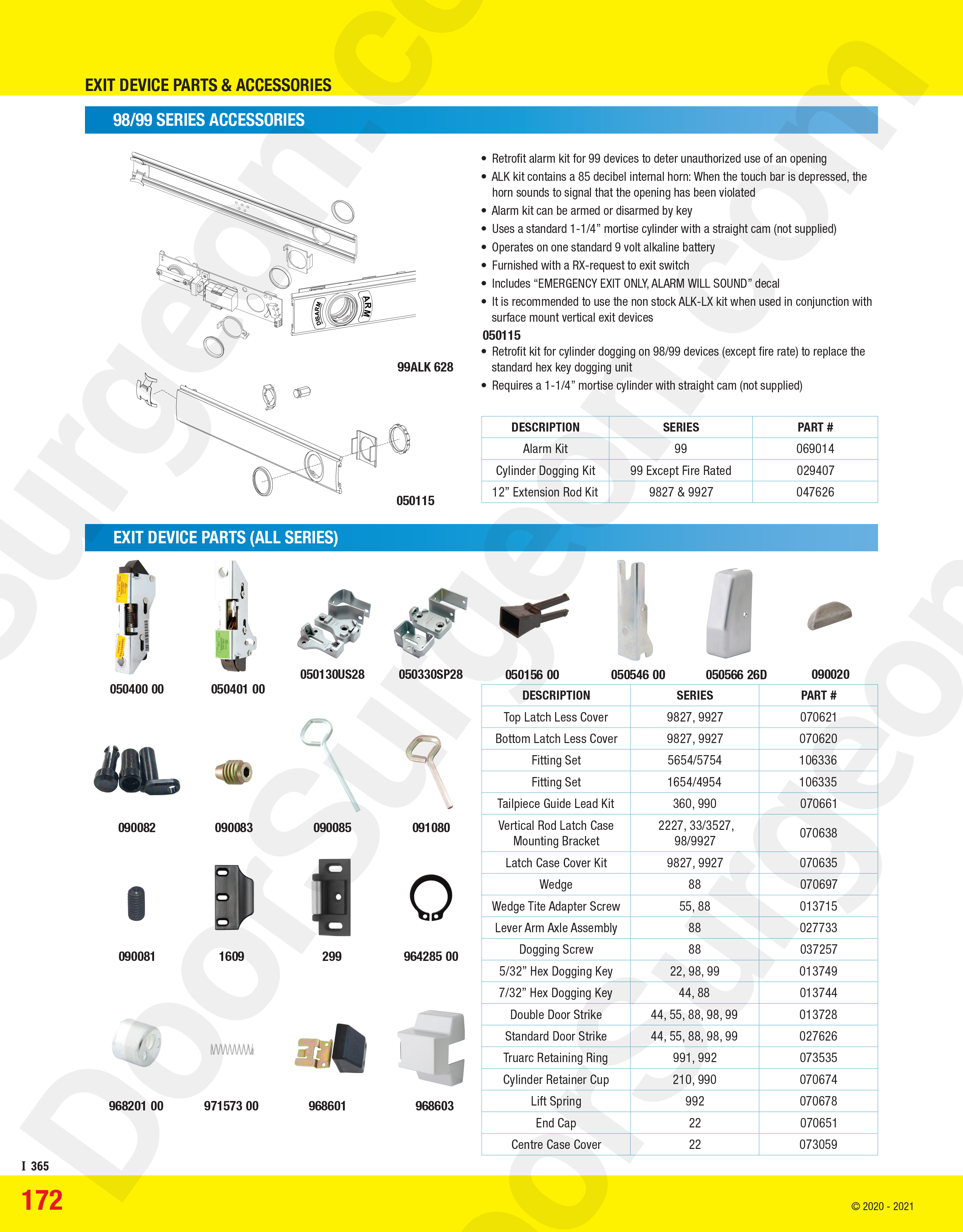 Von Duprin Panic bar exit device parts and accessories.