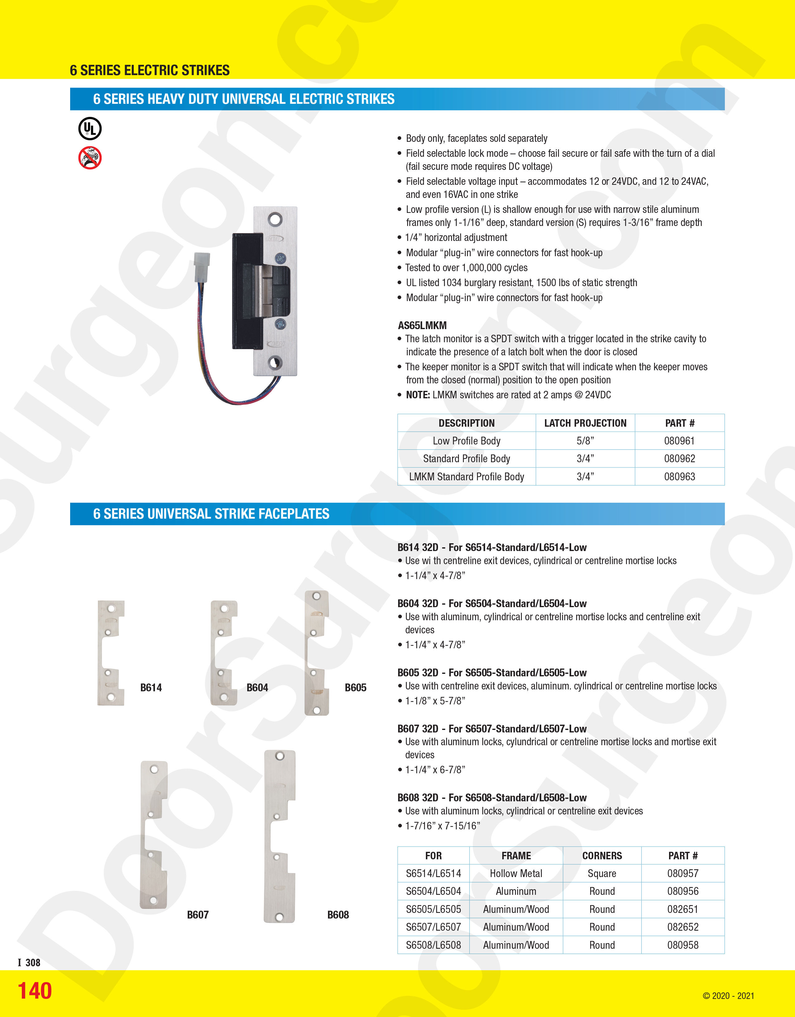 RCI Rutherford controls 6-series HD universal electric strikes and faceplates.