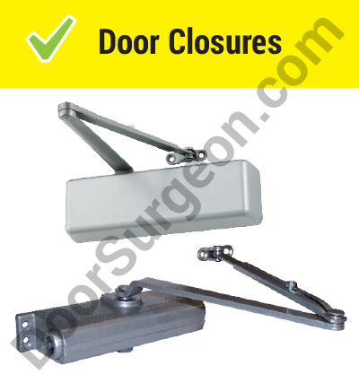 Automatic door closers for commercial industrial and glass aluminum Calgary doors.