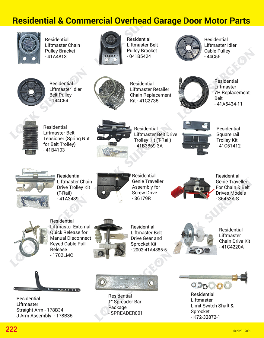 Residential and commercial overhead garage door motor parts Calgary.