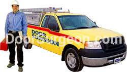 Door Surgeon service technician and service truck.