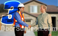 Door Surgeon service technician shaking hands with satisfied customer.