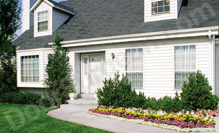 Modern home with a storm door installed.