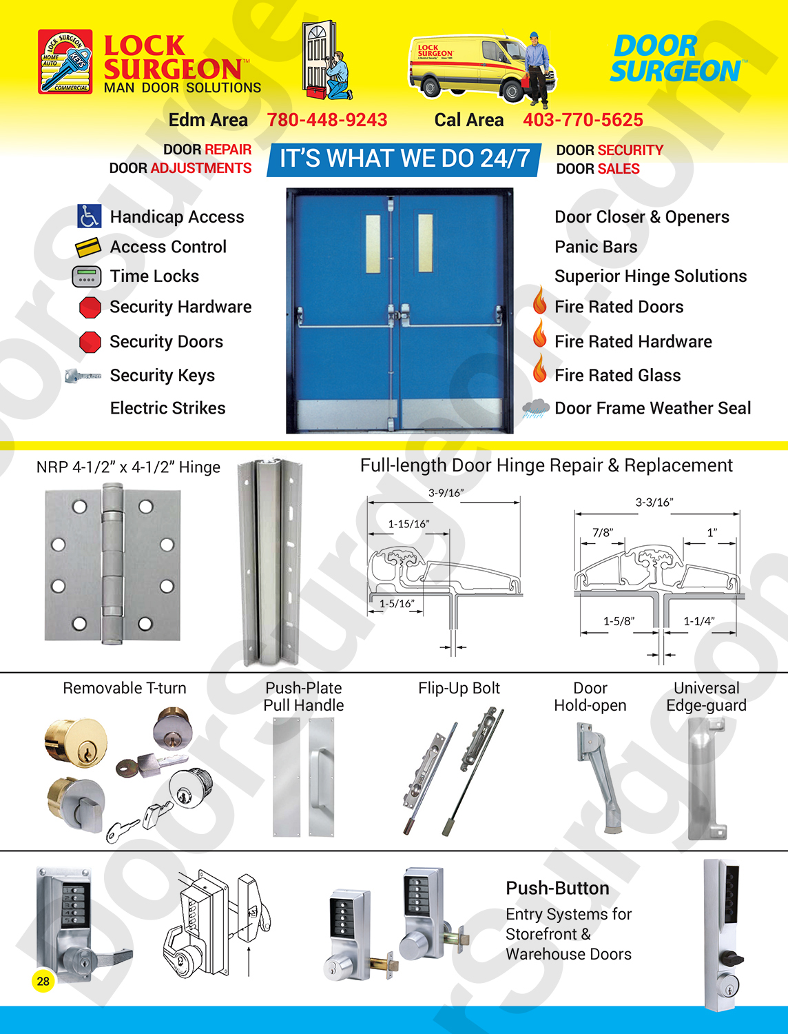 Steel door Repair & installation handicap access security hardware electric strikes door closers.