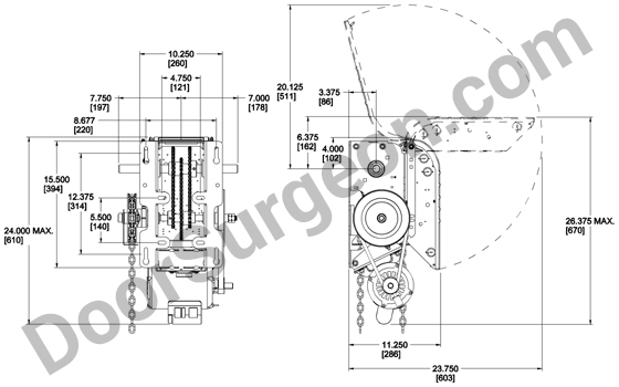 New half horsepower commercial medium duty jack shaft overhead door opener mechanical drawing Chestermere.
