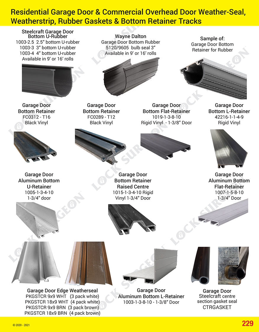 Cochrane residential garage door commercial overhead door weatherseal, weatherstrip, rubber gaskets.