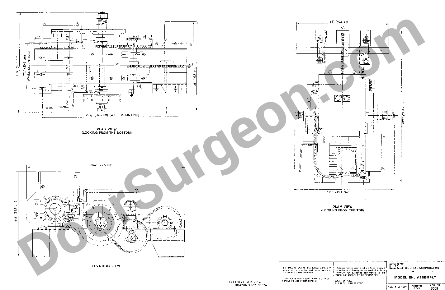 Doorlec EHJ Jackshaft industrial garage door opener specifications sheet.