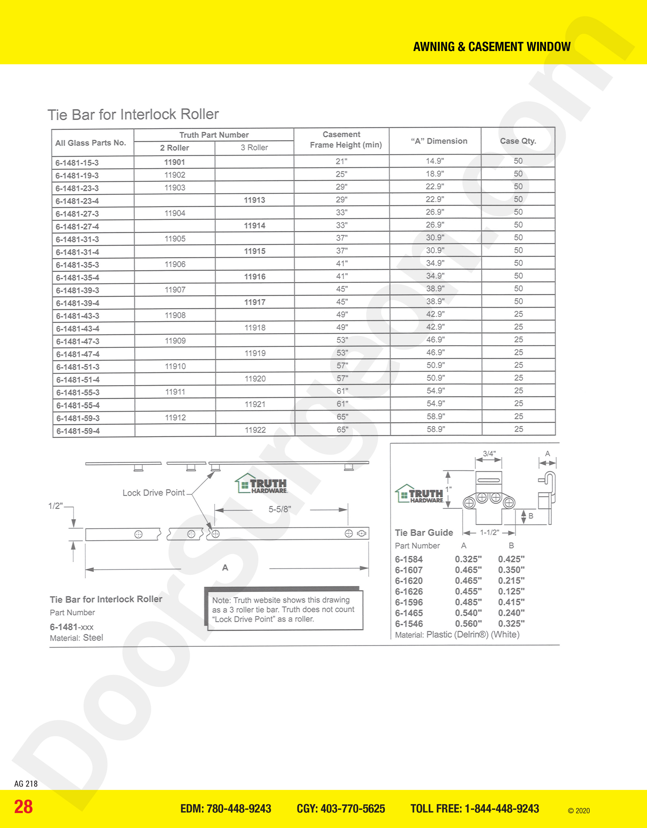 awning and casement window parts for interlock rollers