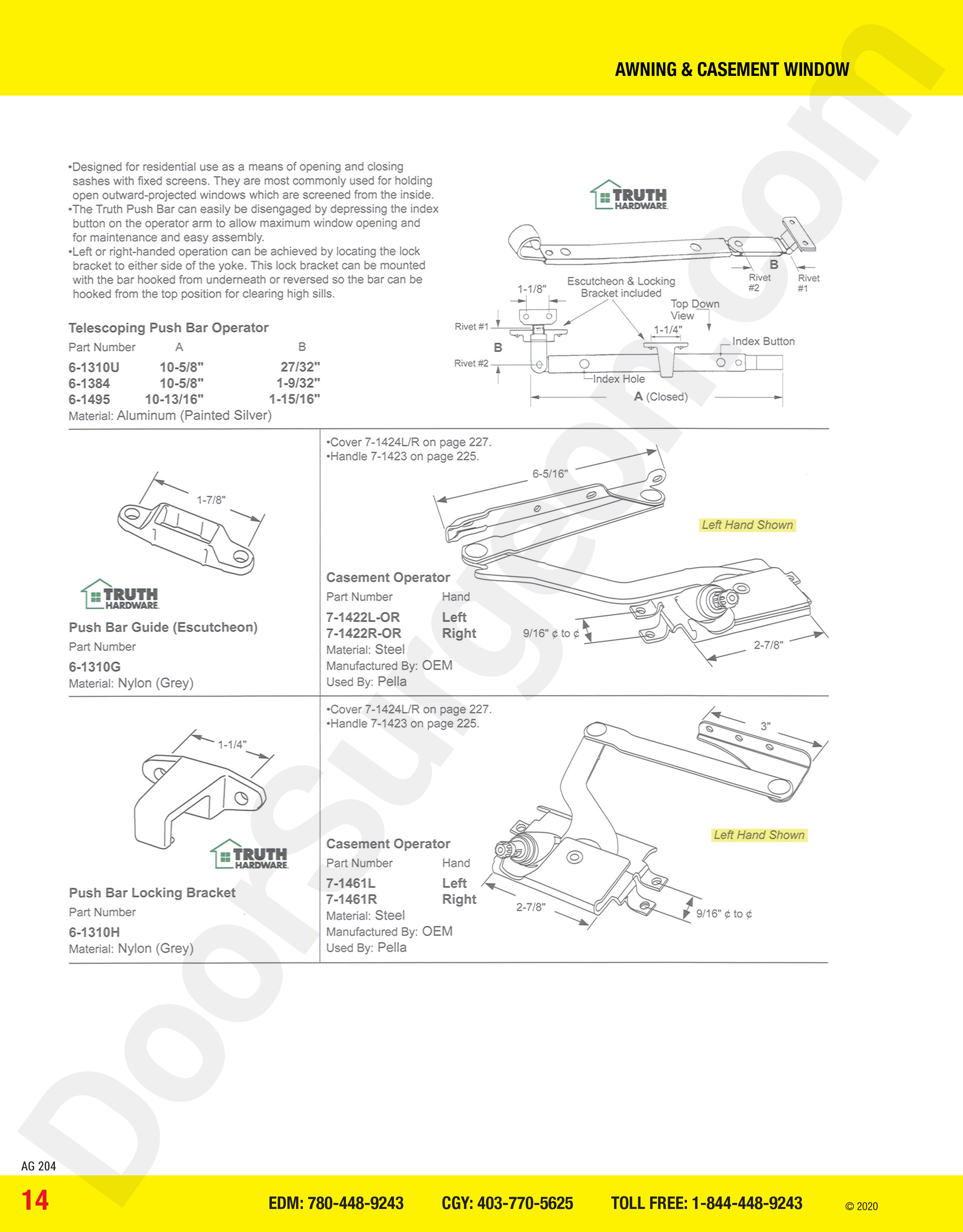 awning and casement window parts for operators