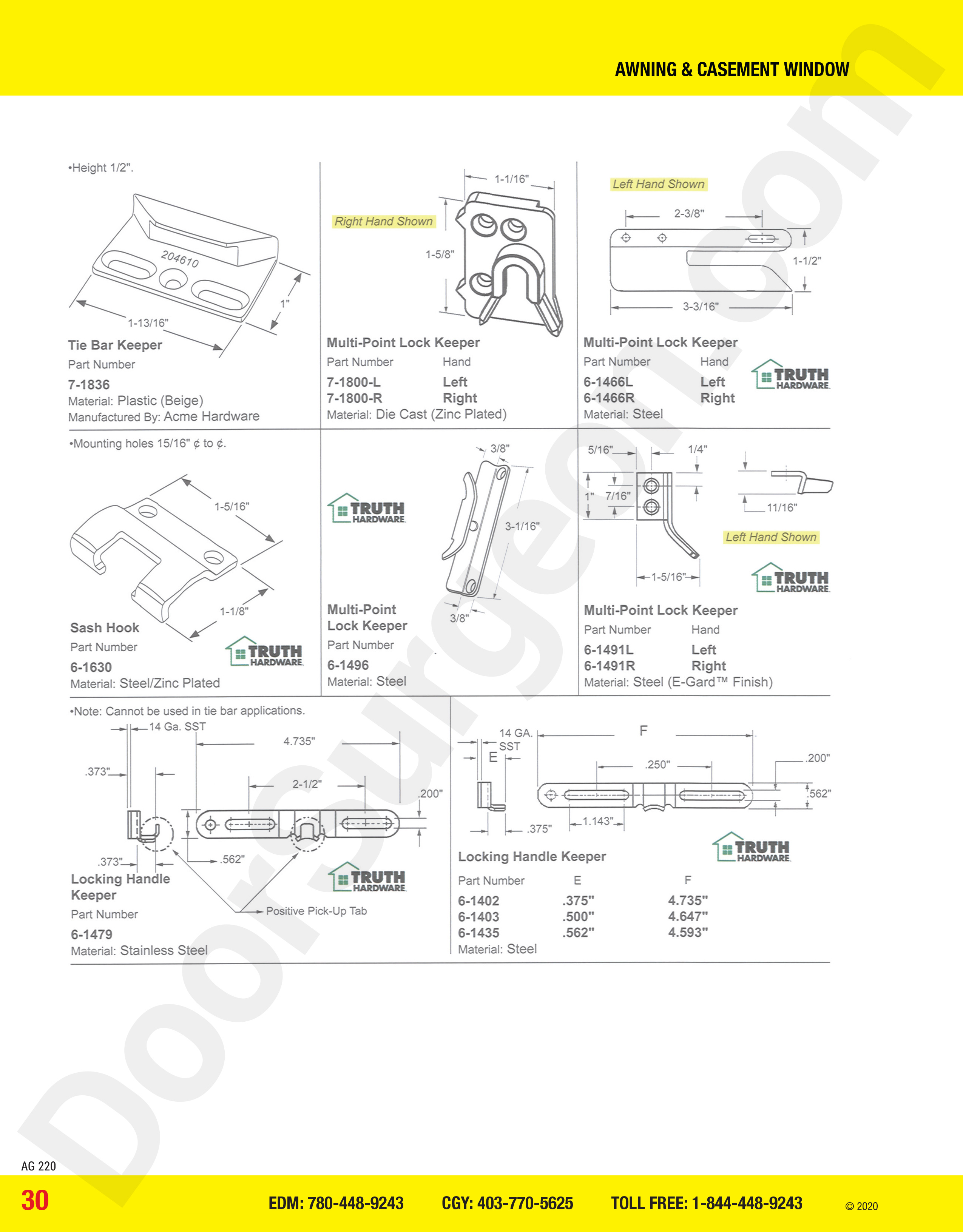 awning and casement window parts for keepers