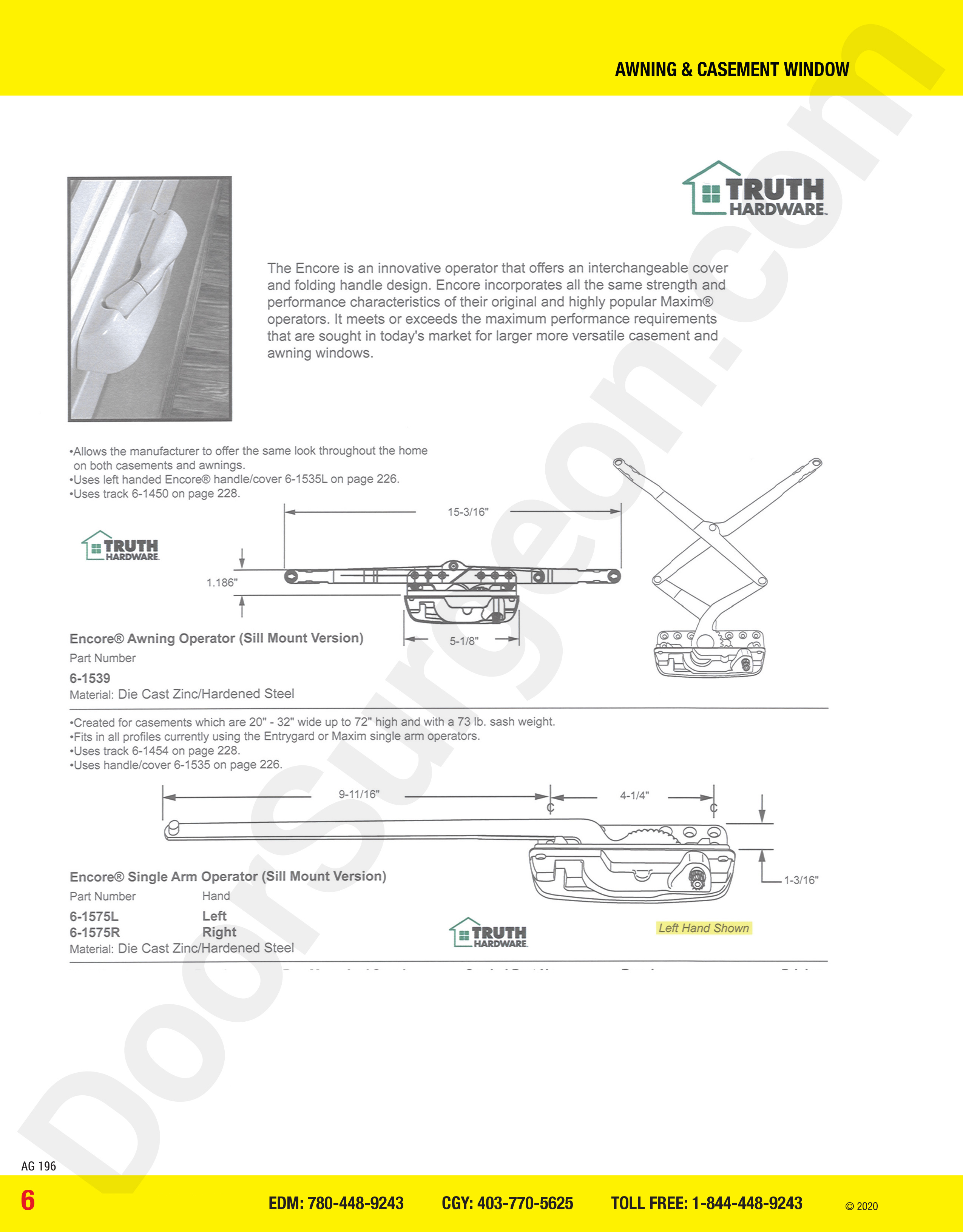 awning and casement window parts for encore operators