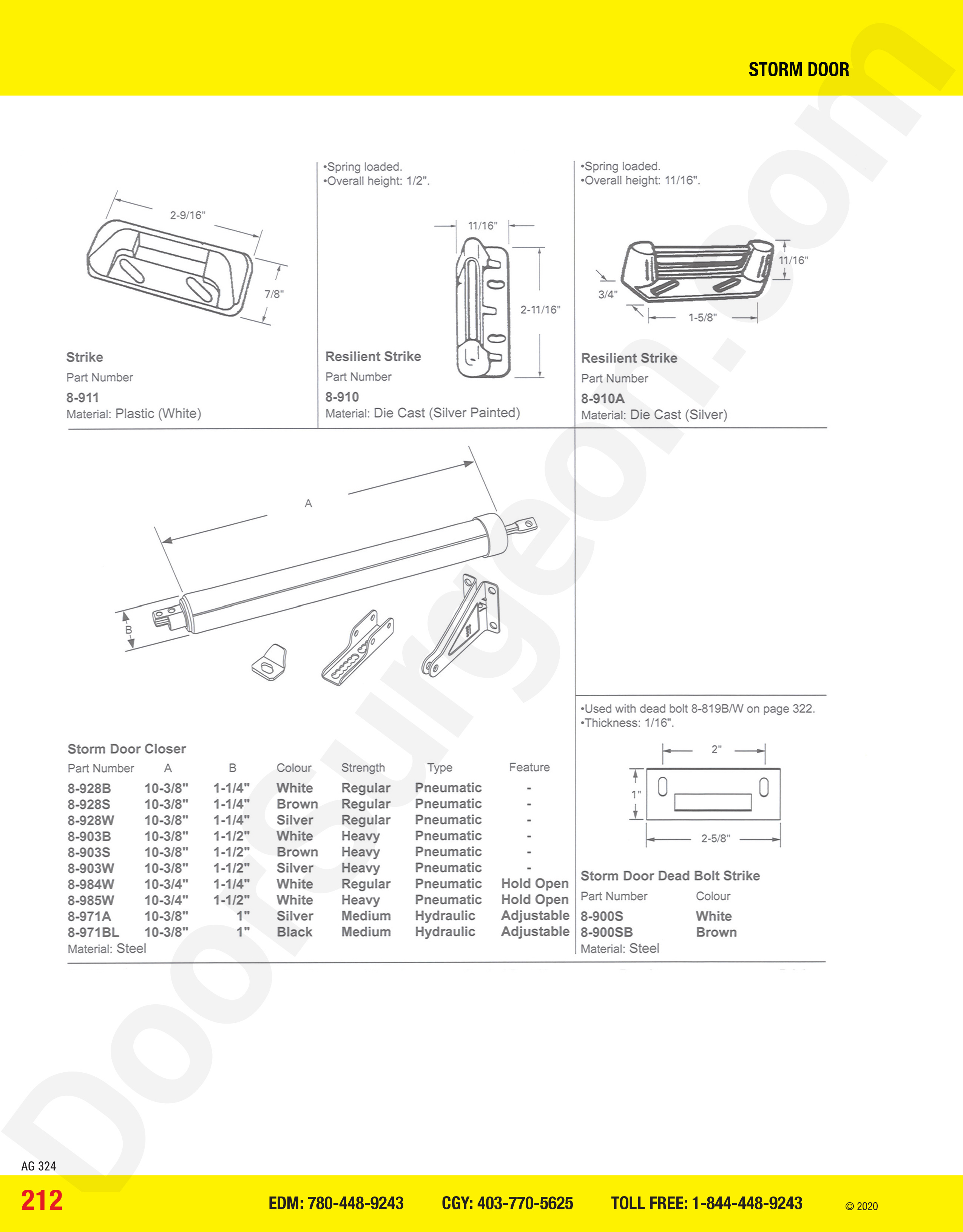 Storm Door strikes and closers