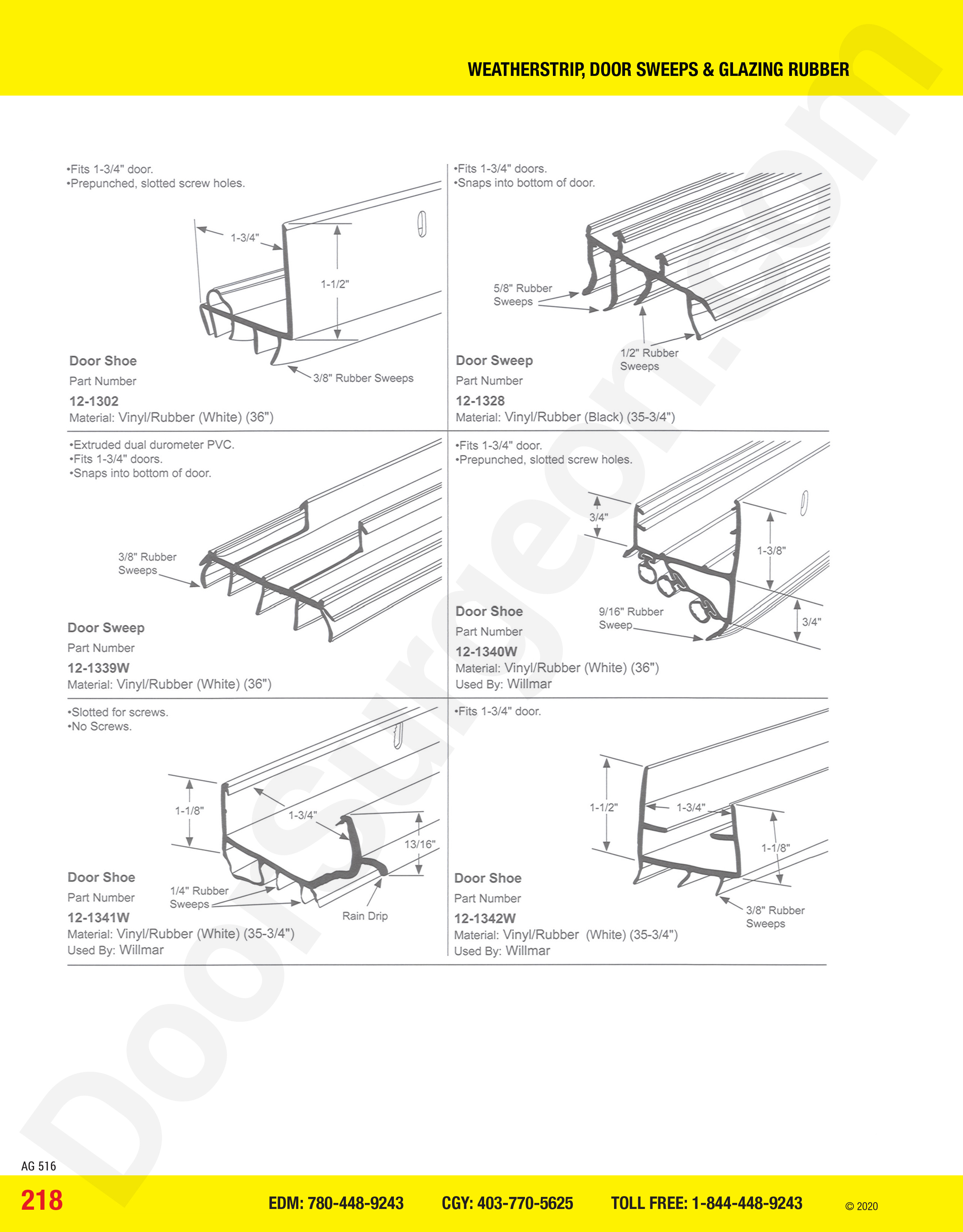 weatherstrip door sweeps, glazing rubber door shoe, sweep parts sold and installed by Door Surgeon.