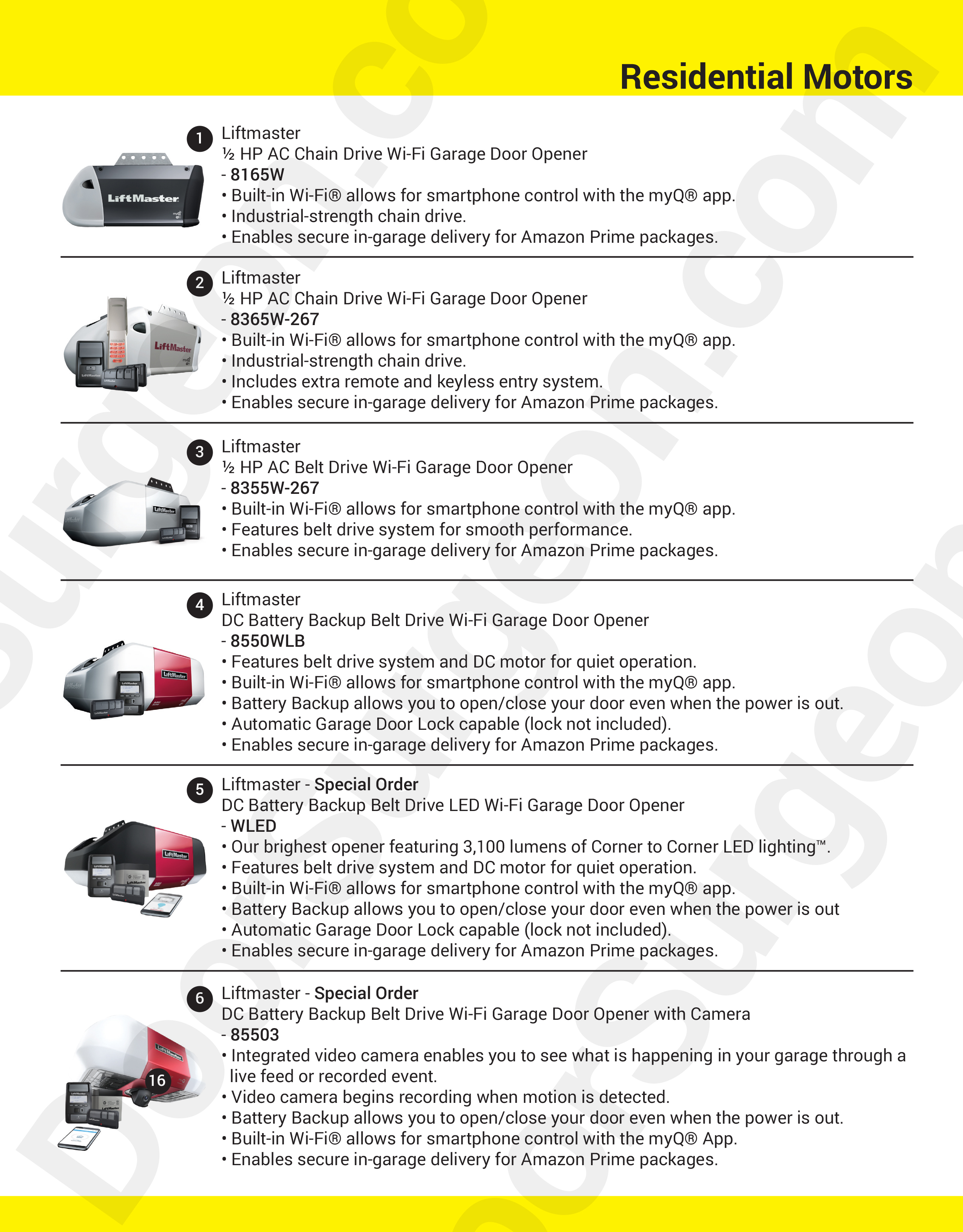 Door Surgeon residential garage door motor replacement parts.