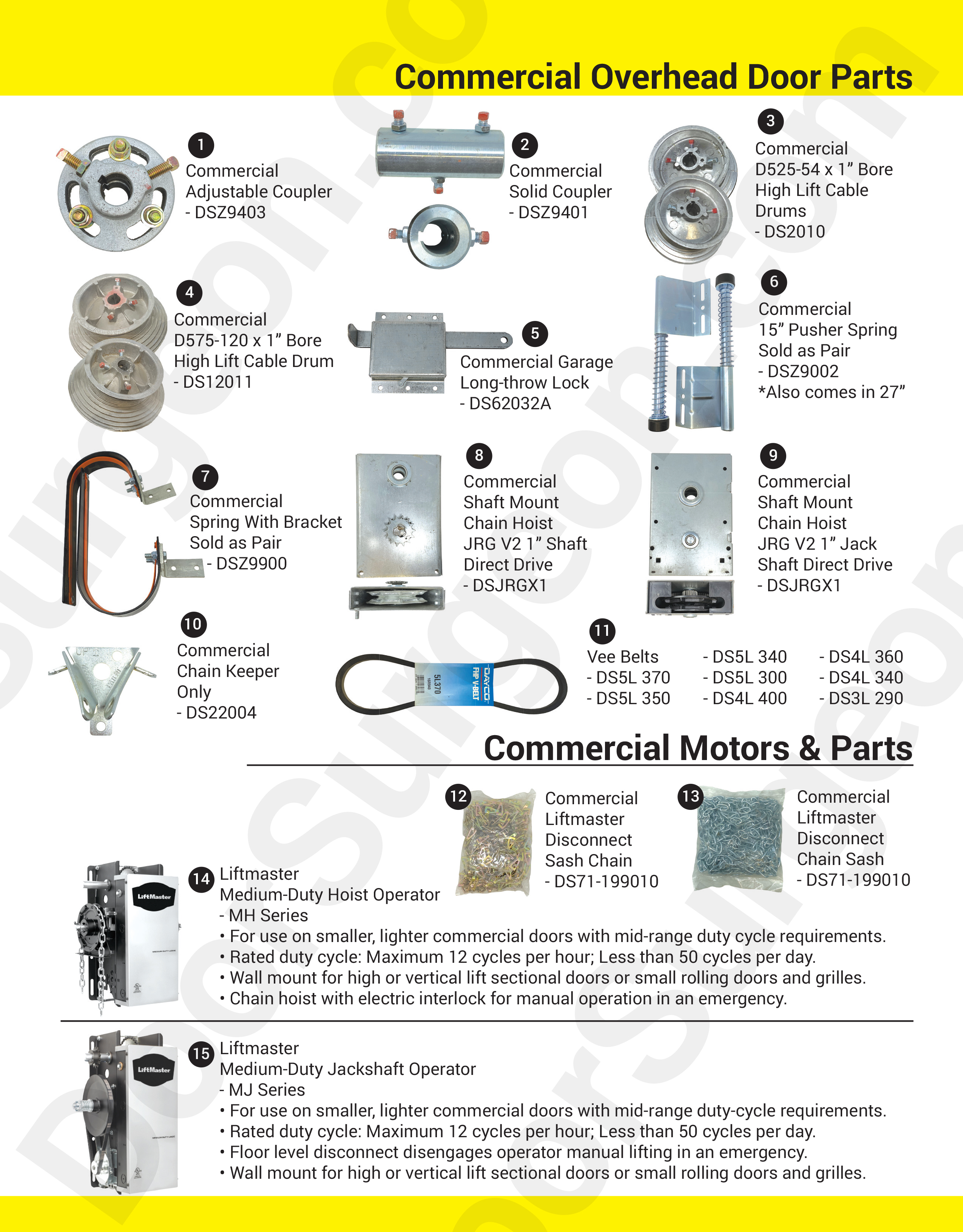 Door Surgeon replacement parts and motors for commercial overhead doors.