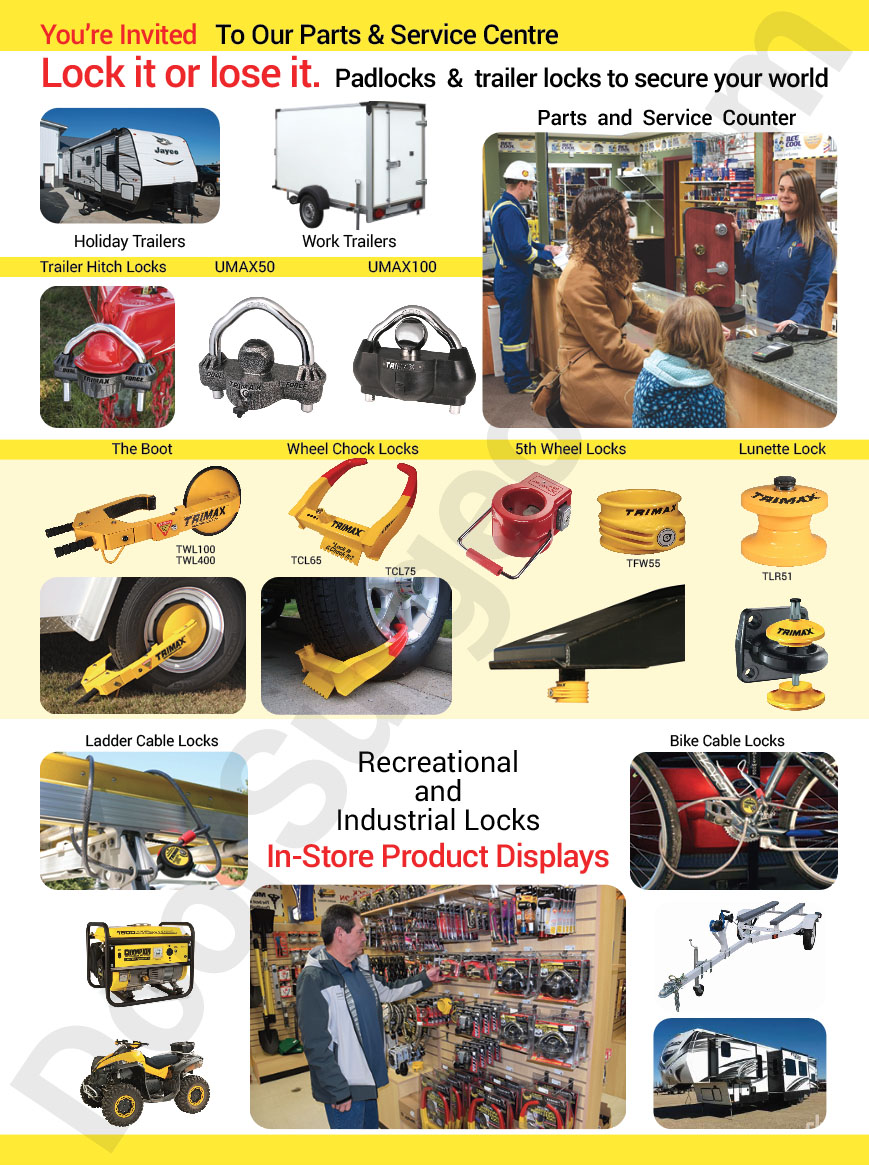Door Surgeon locksmith shop carry recreational and industrial locks for all equipment Edmonton South.