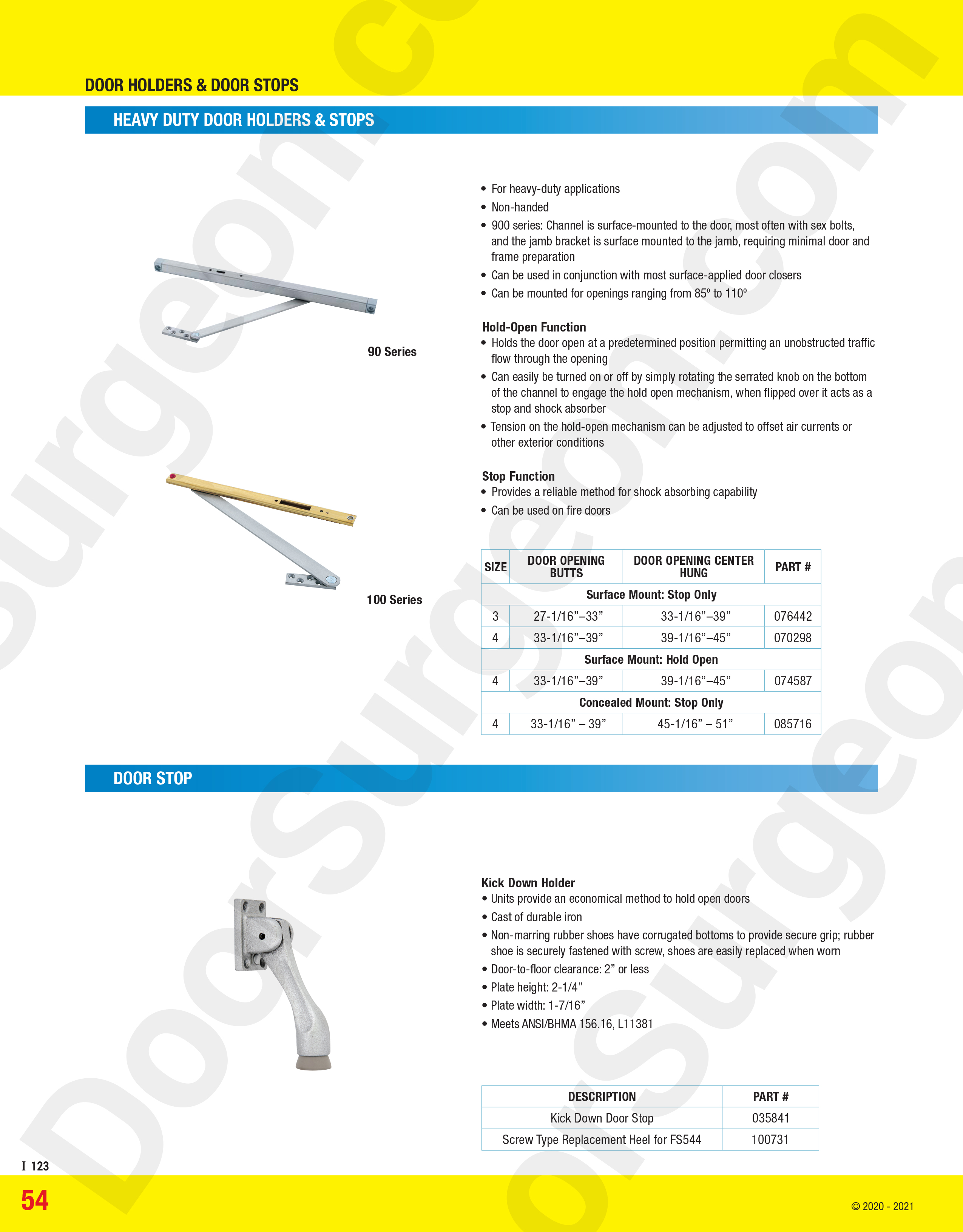 Glynn-Johnson Heavy duty door holders and stops